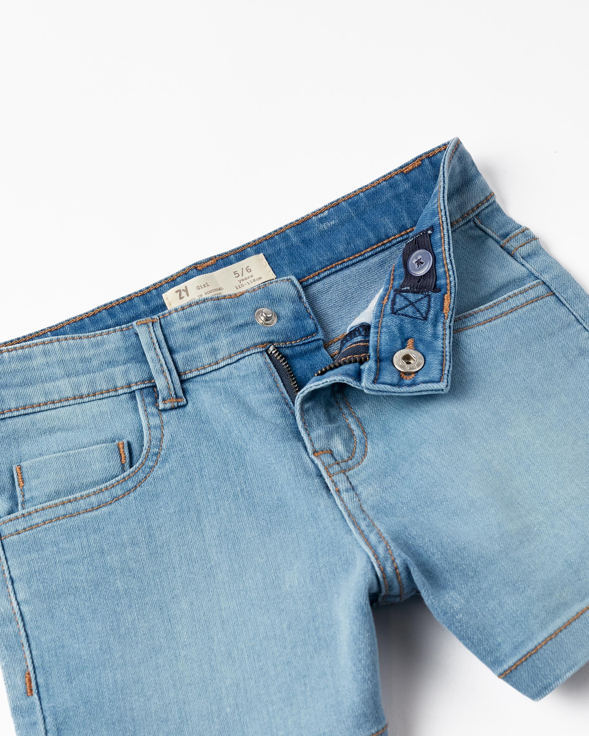 Denim Shorts for Girls, Light Blue