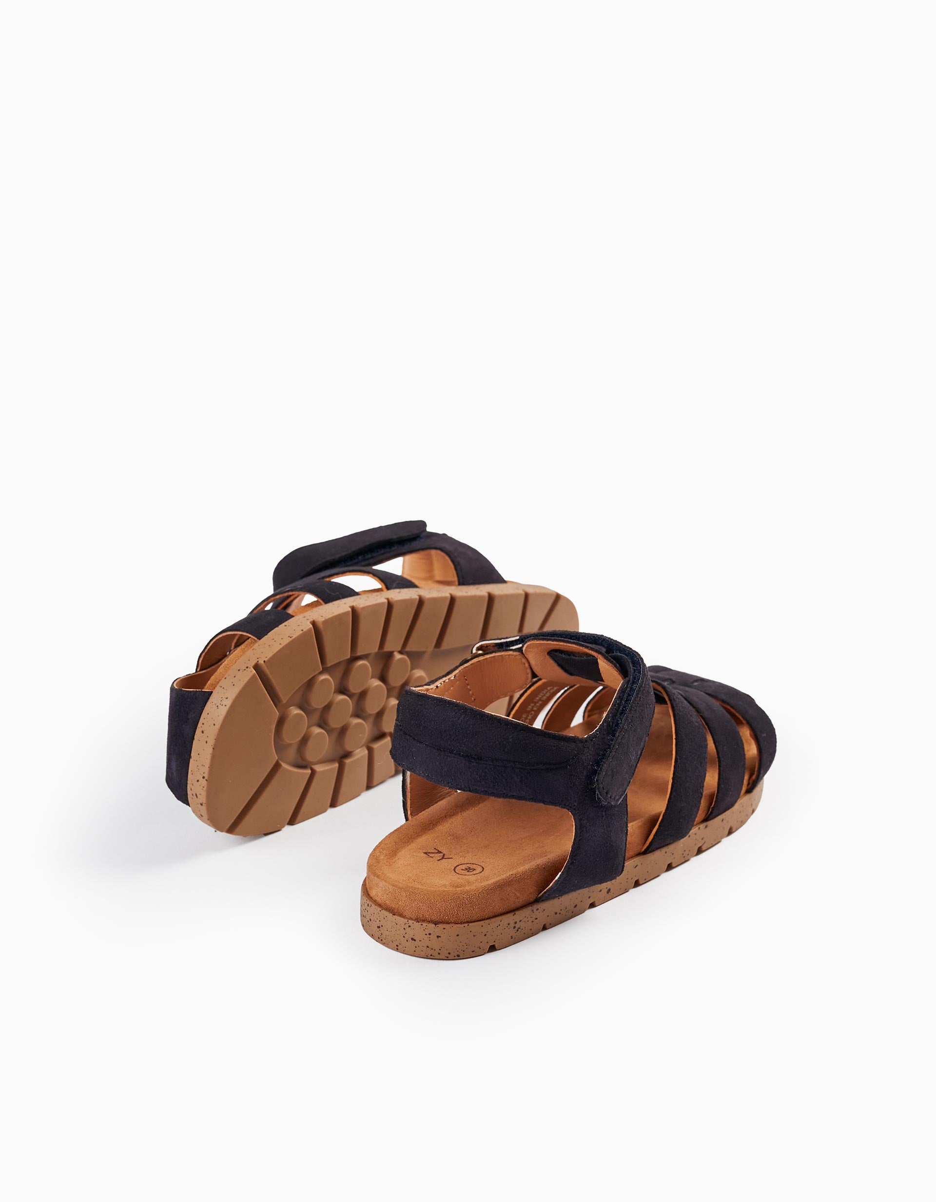 Leather Strappy Sandals for Boys, Dark Blue