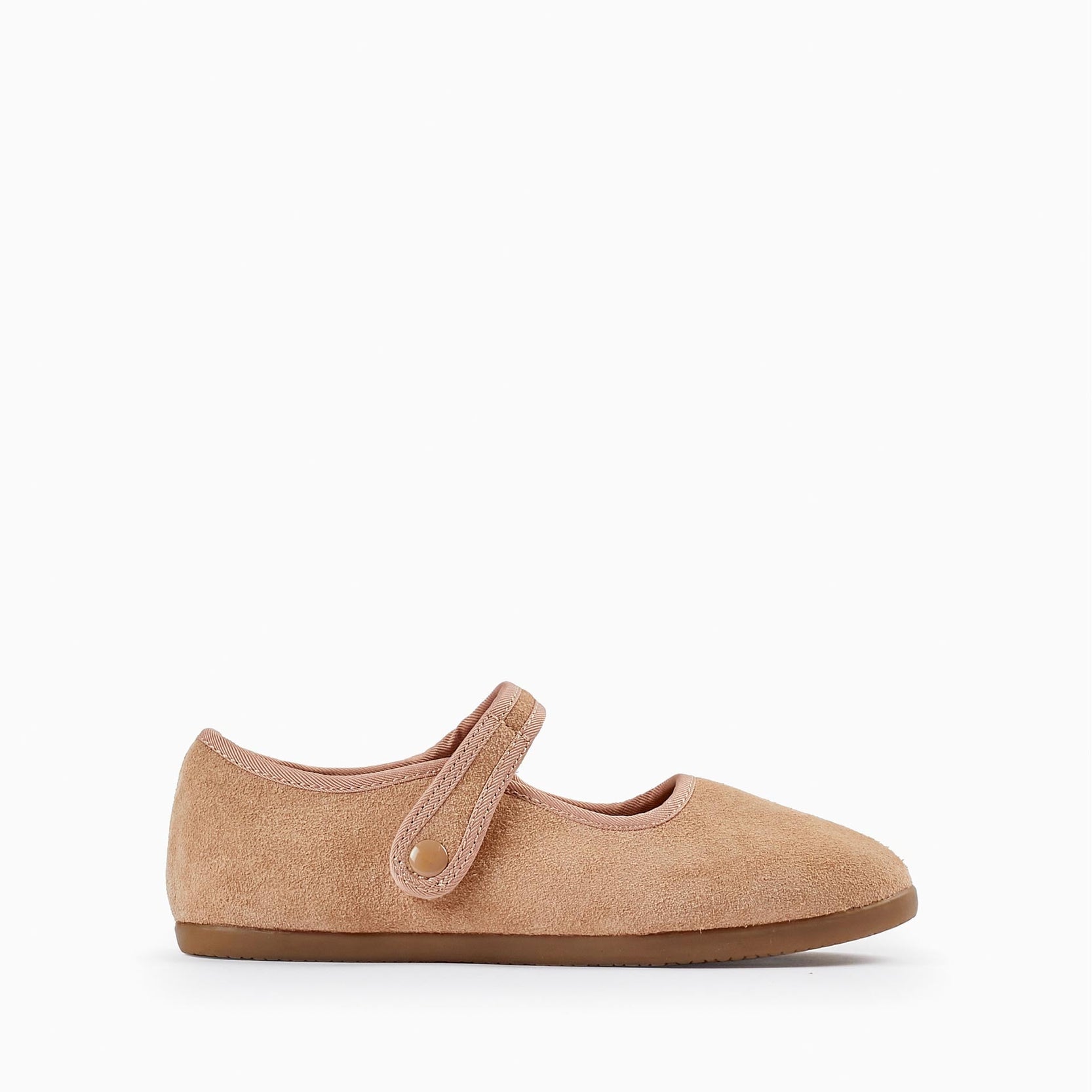 Suede Ballerina Flats for Girls, Light Pink