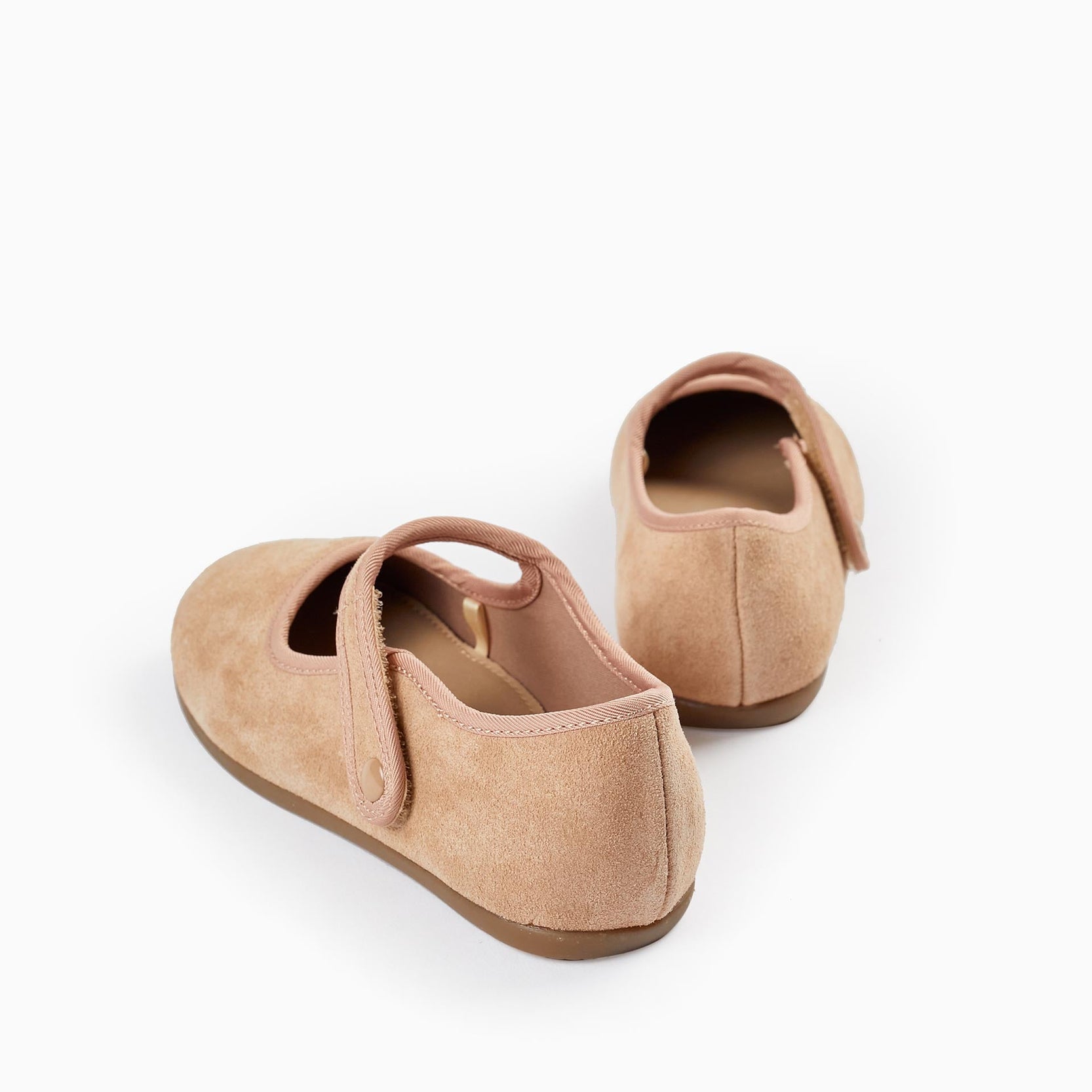 Suede Ballerina Flats for Girls, Light Pink