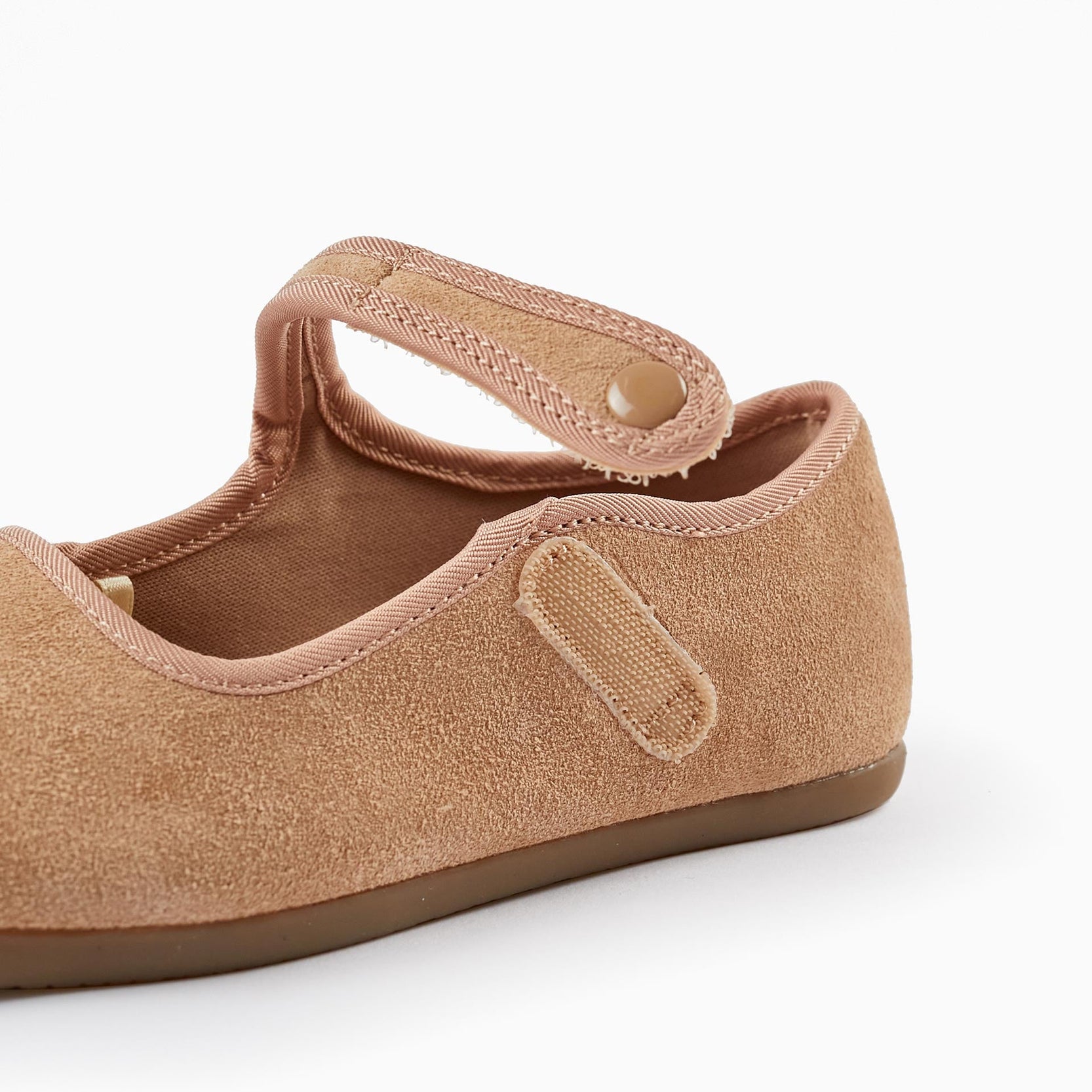 Suede Ballerina Flats for Girls, Light Pink