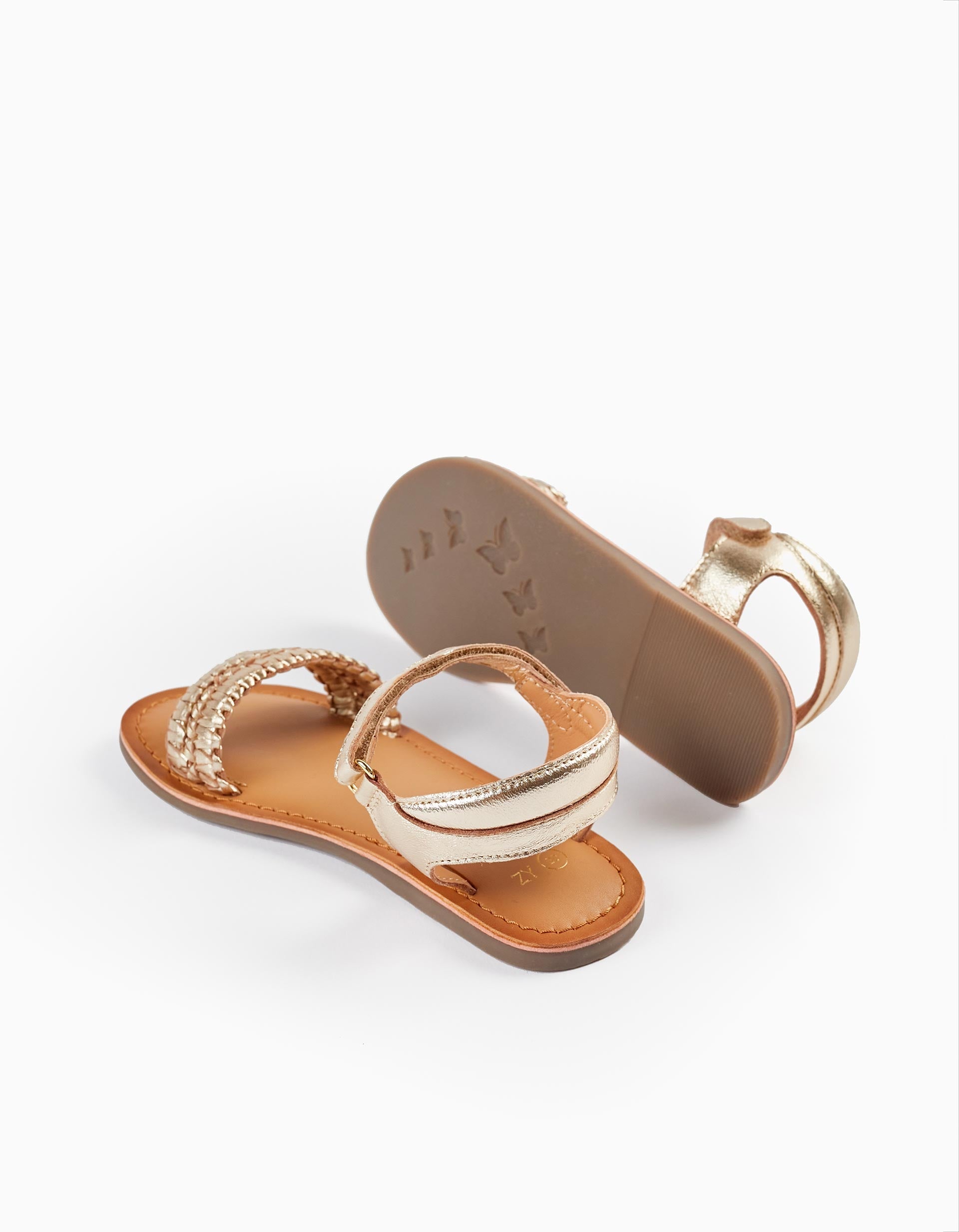 Leather Sandals for Girls, Gold