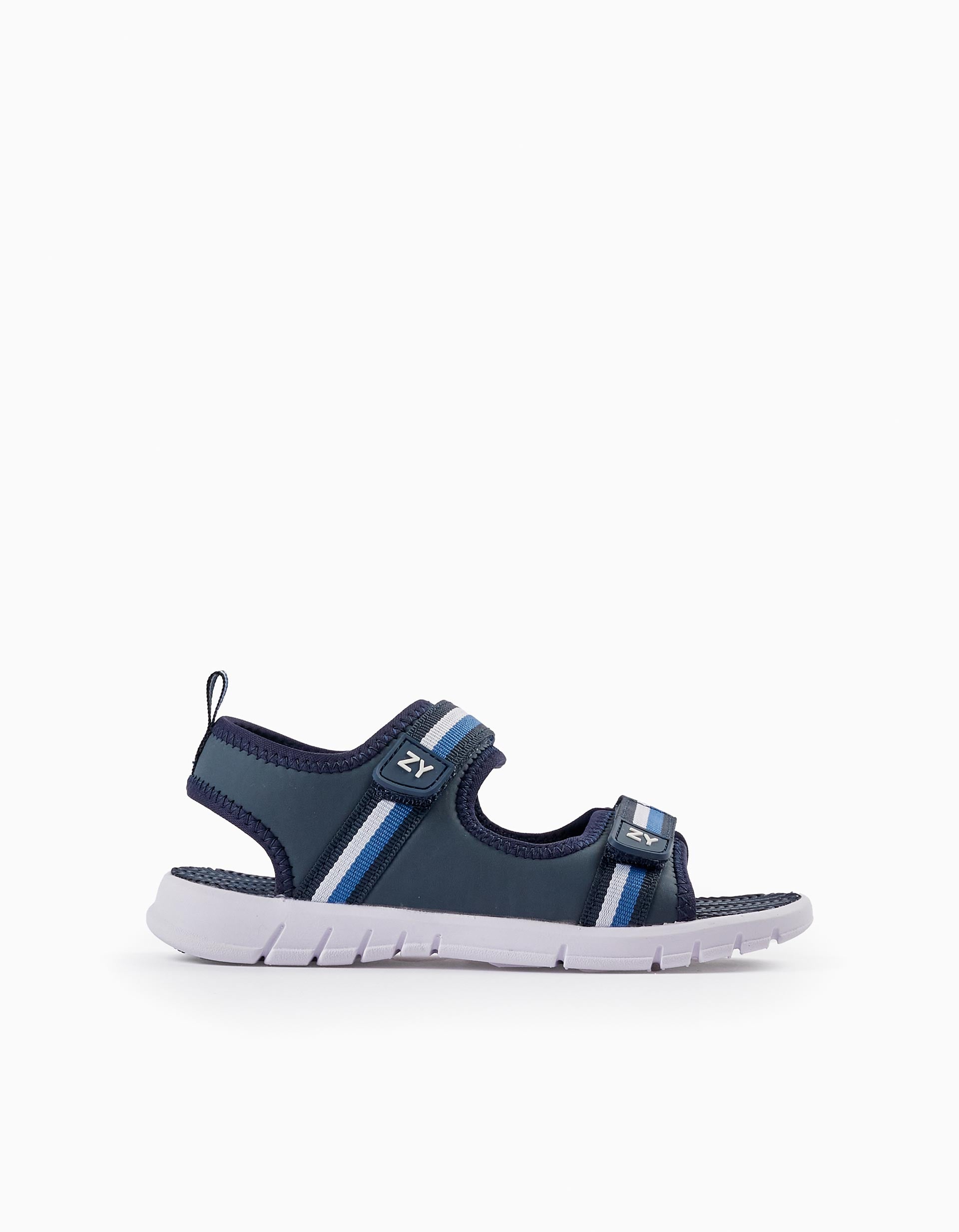 Striped Sandals for Boys, Blue/White
