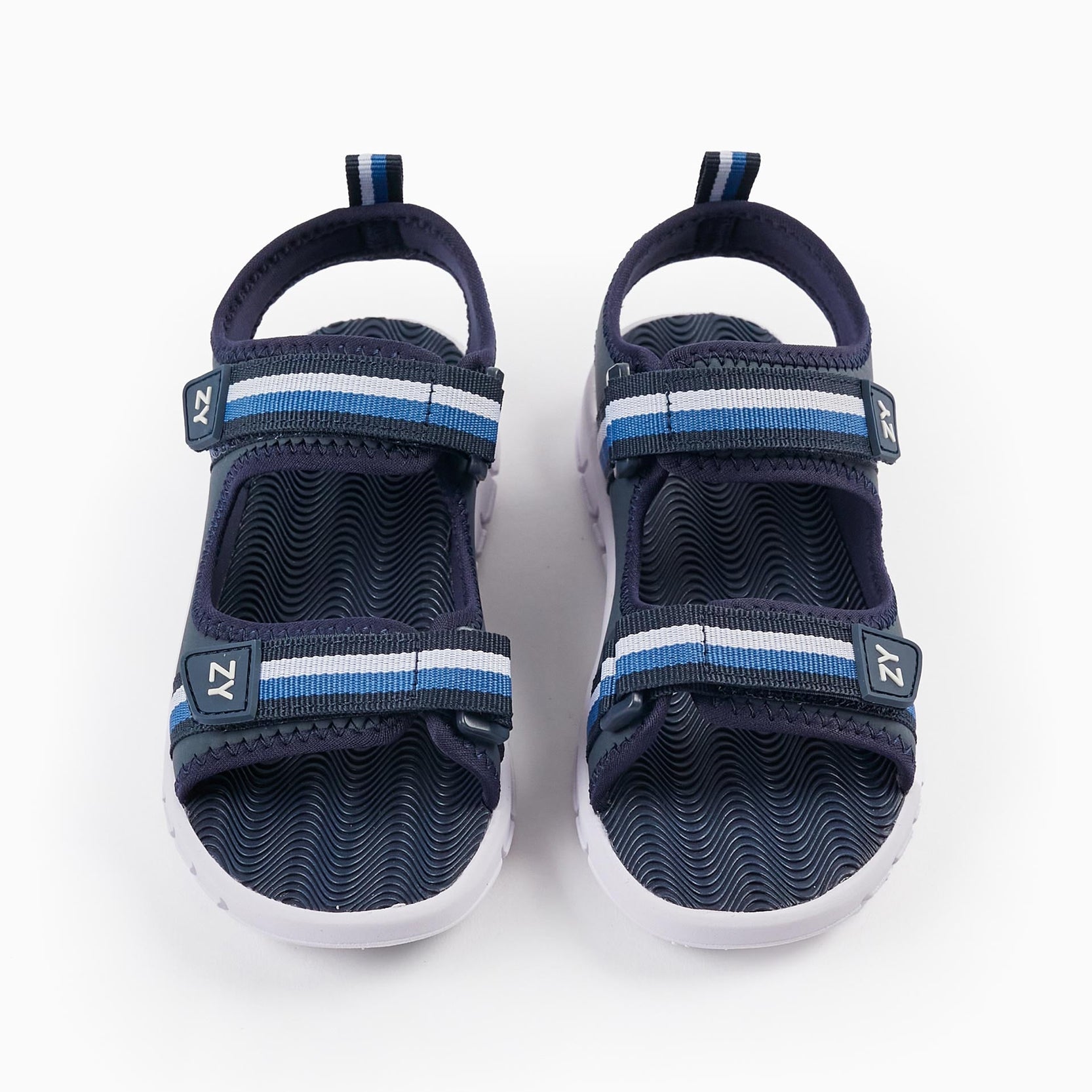 Striped Sandals for Boys, Blue/White