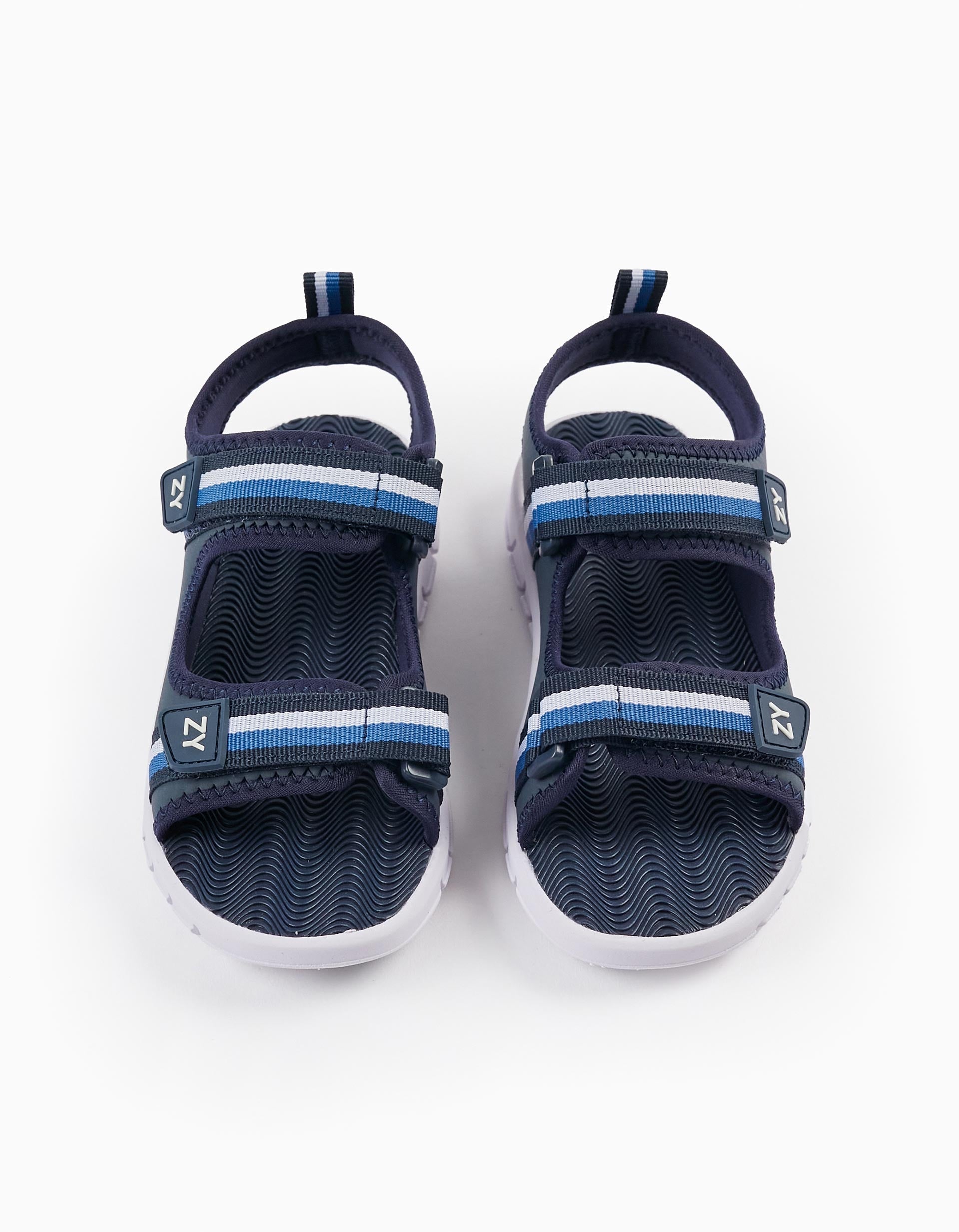 Striped Sandals for Boys, Blue/White