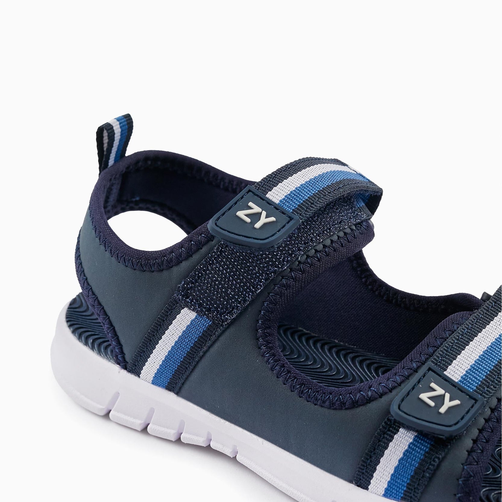 Striped Sandals for Boys, Blue/White