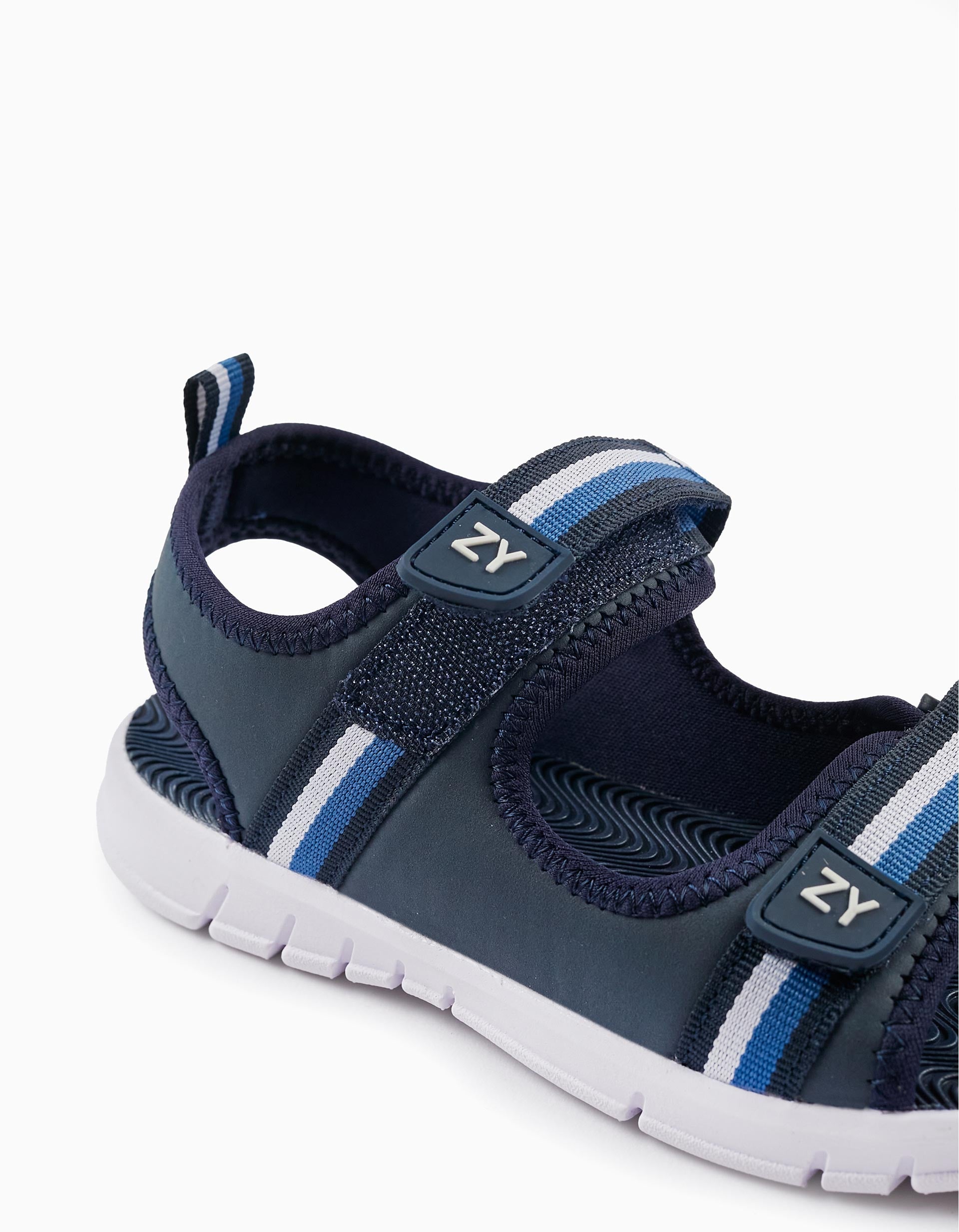 Striped Sandals for Boys, Blue/White