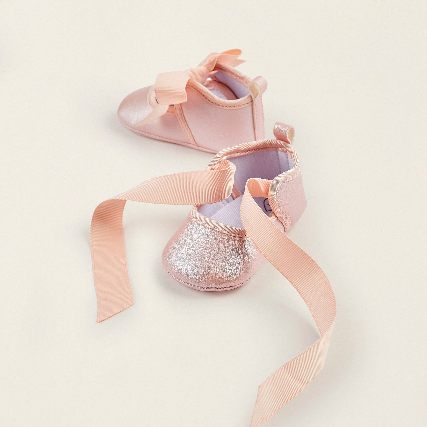 Bow Ballerina Flats for Newborn Girls, Pink