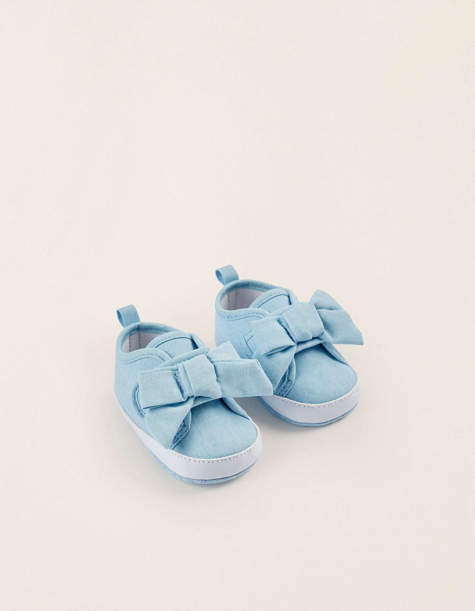 Shoes with Bow for Newborn Girls, Light Blue