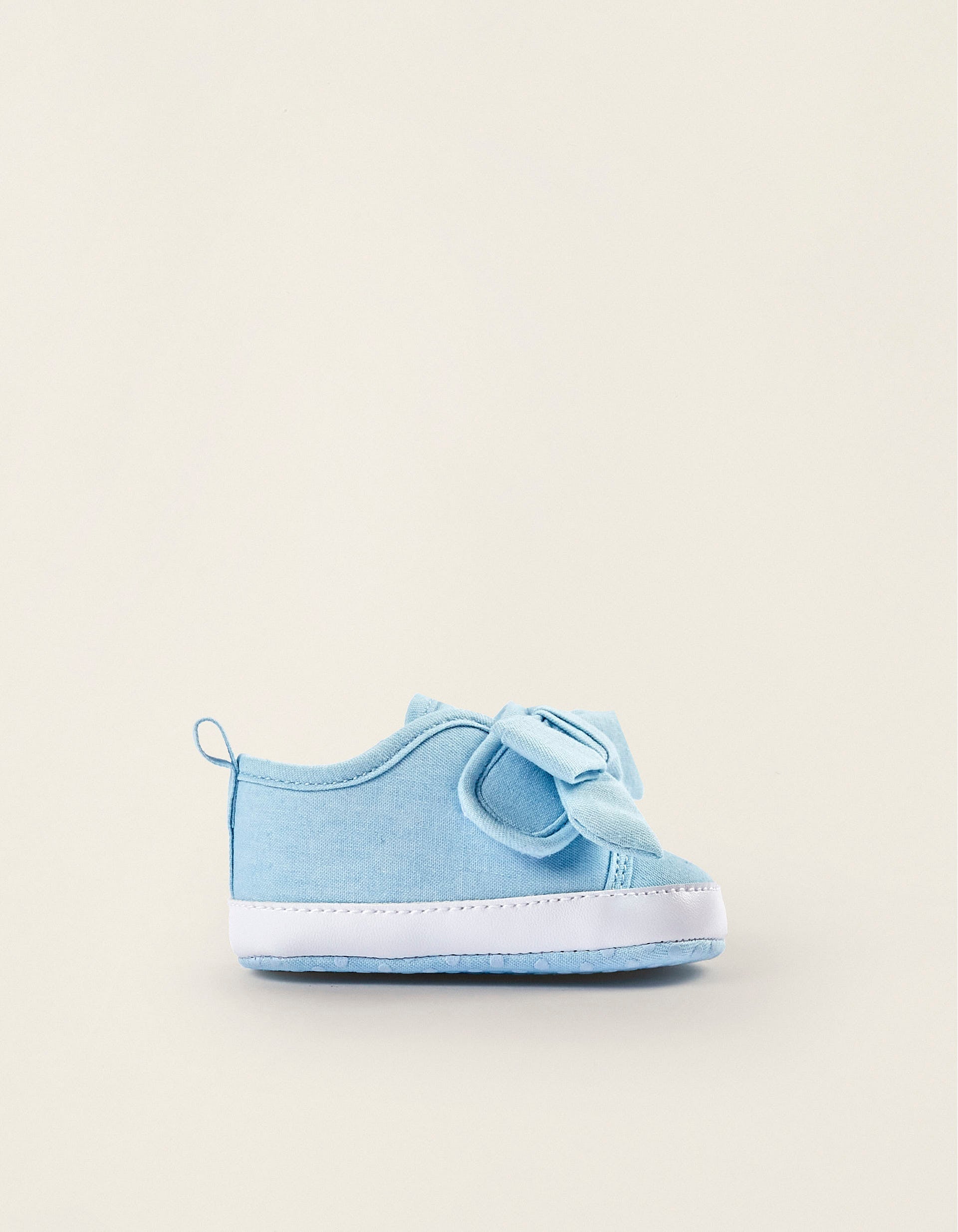 Shoes with Bow for Newborn Girls, Light Blue