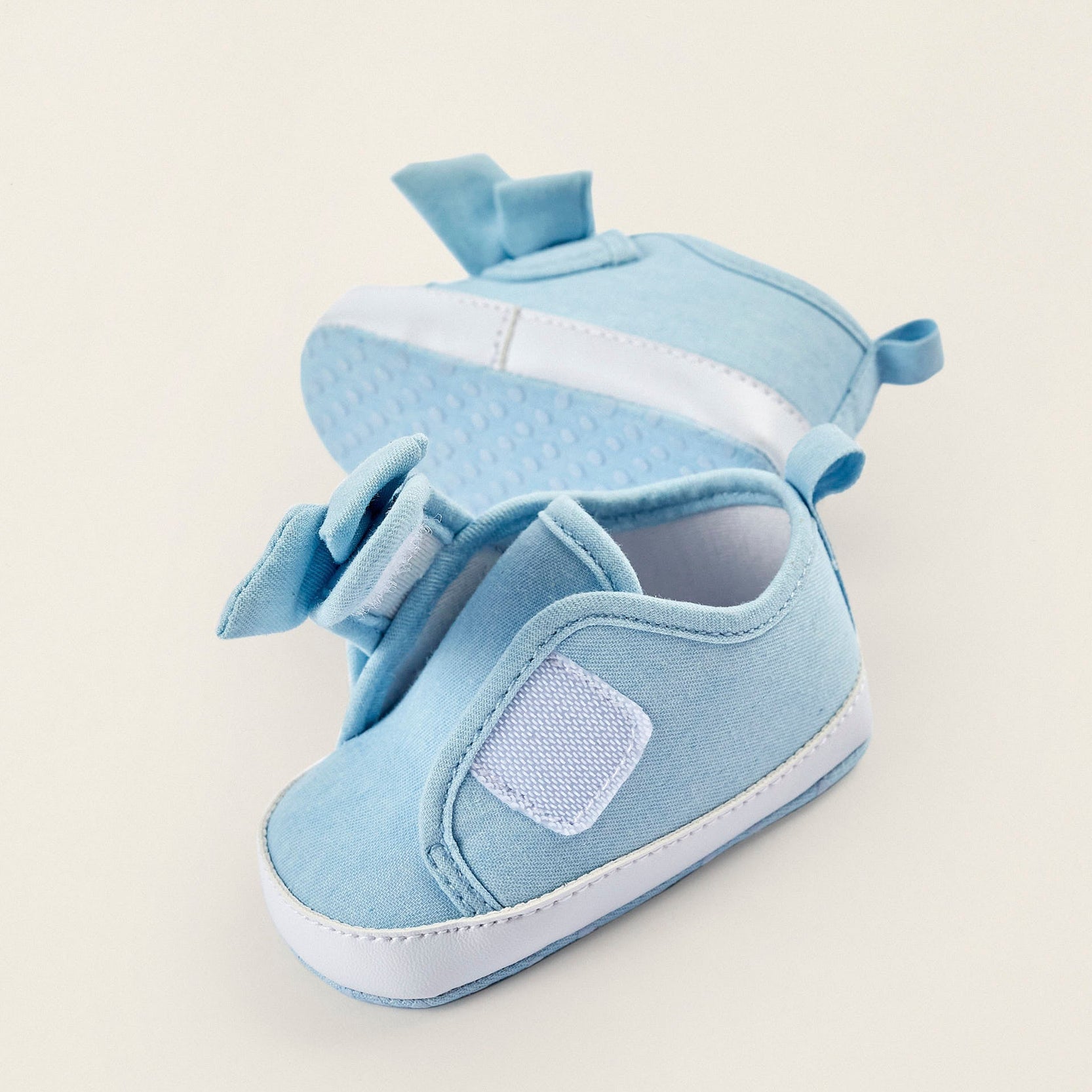 Shoes with Bow for Newborn Girls, Light Blue