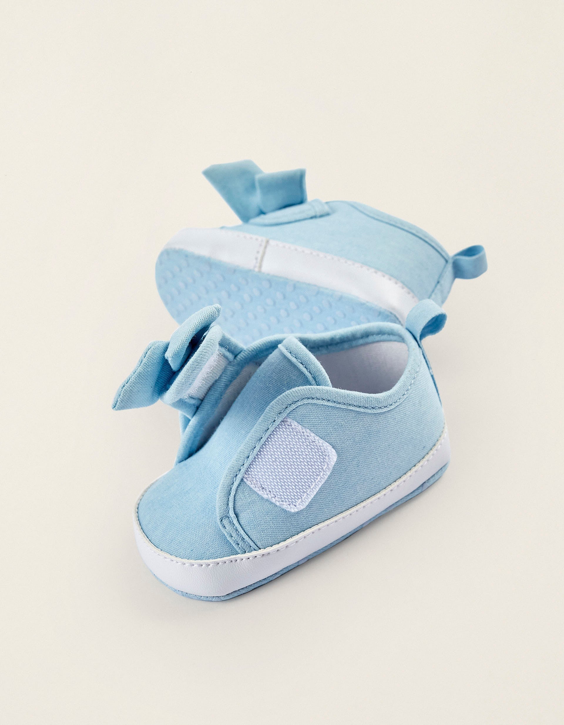 Shoes with Bow for Newborn Girls, Light Blue