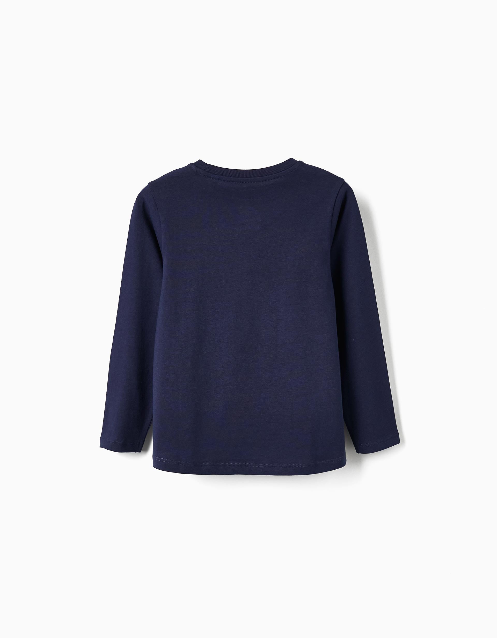 Pack of 2 Cotton T-Shirts for Girls, White/Dark Blue