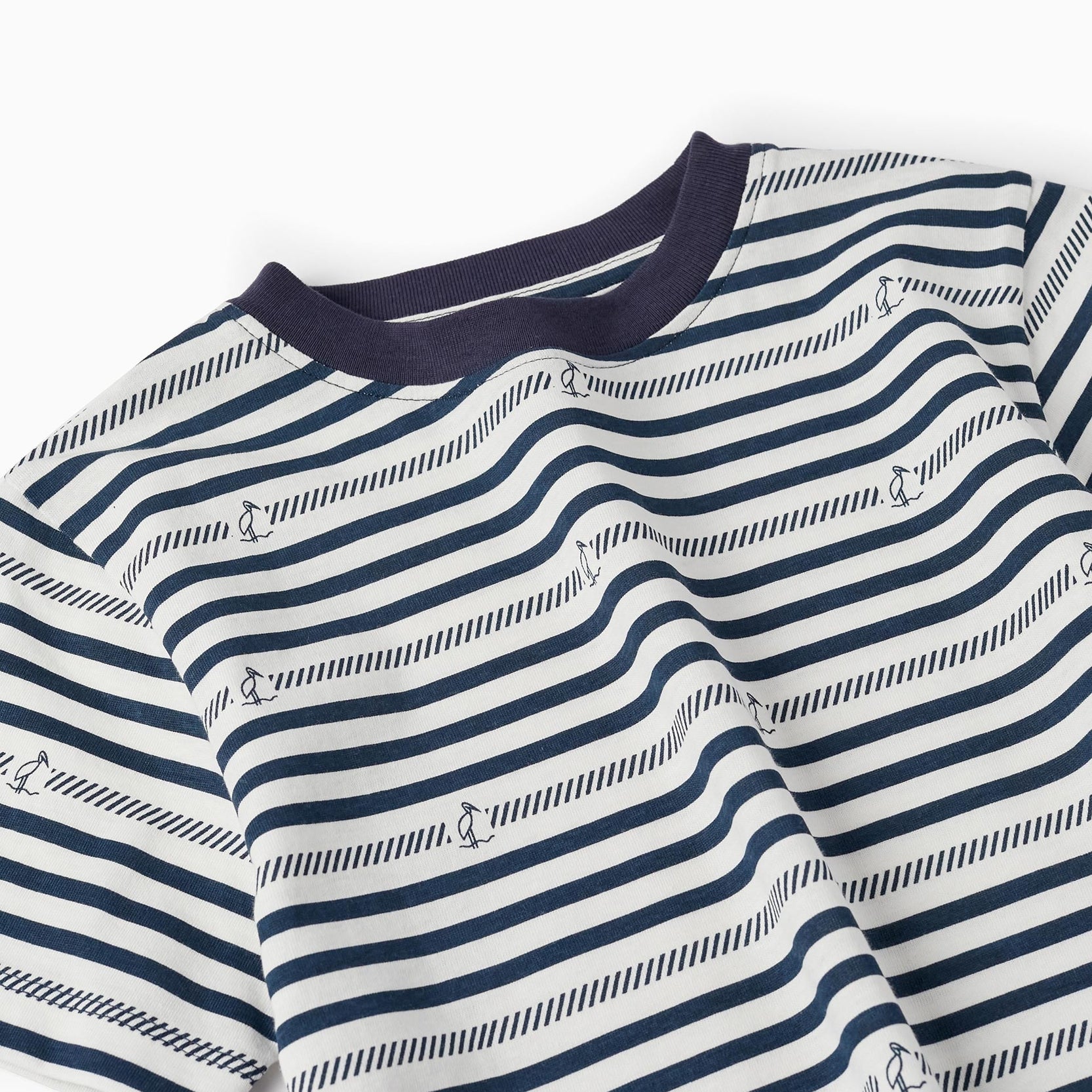 Striped T-Shirt in Cotton for Boys 'Storks', White/Dark Blue