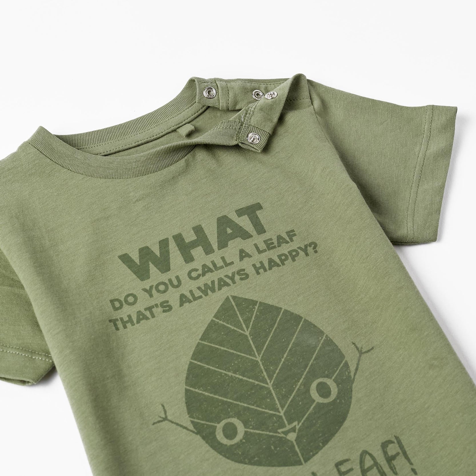 Short Sleeve Cotton T-Shirt for Baby Boys 'Joy-Leaf', Green