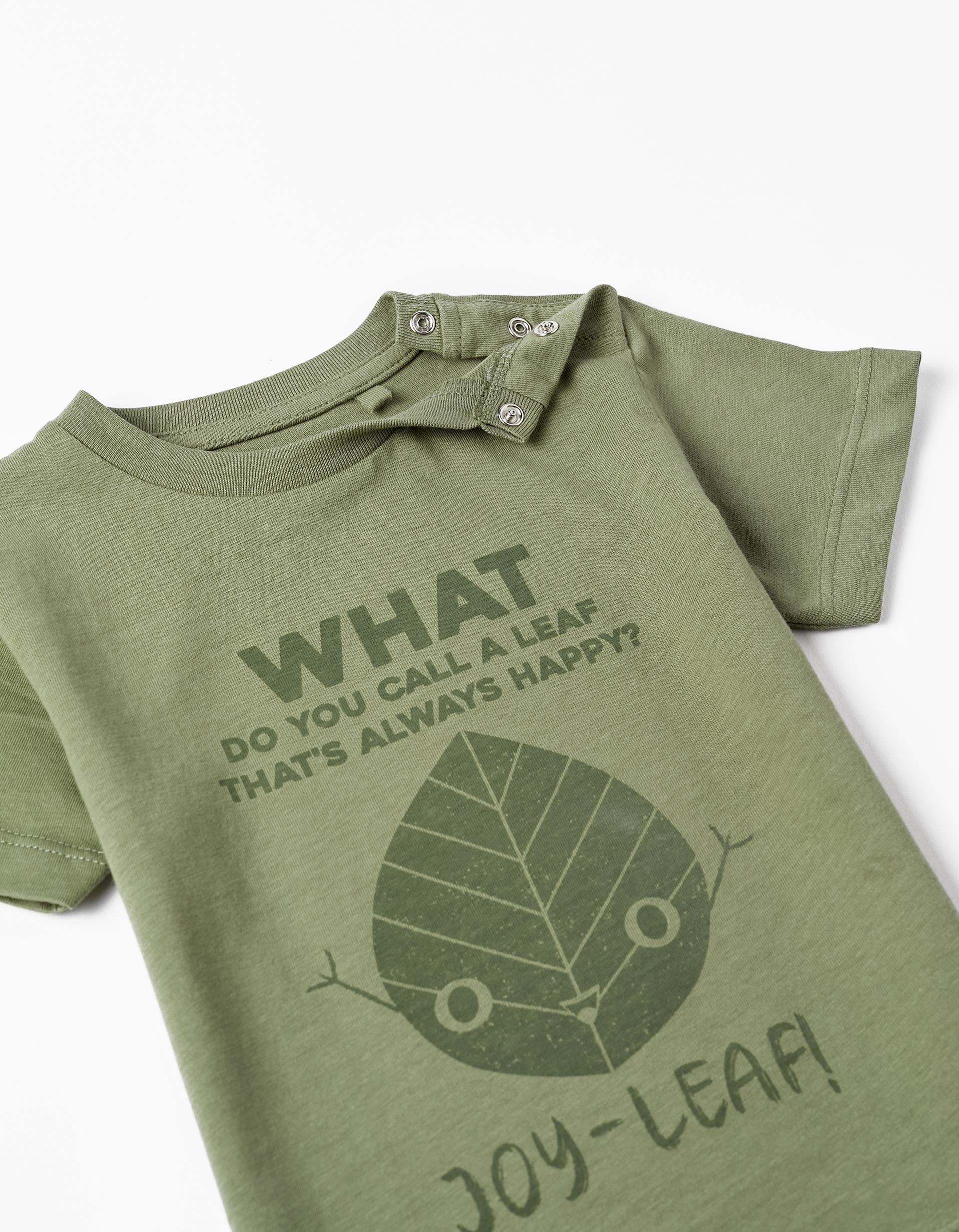 Short Sleeve Cotton T-Shirt for Baby Boys 'Joy-Leaf', Green
