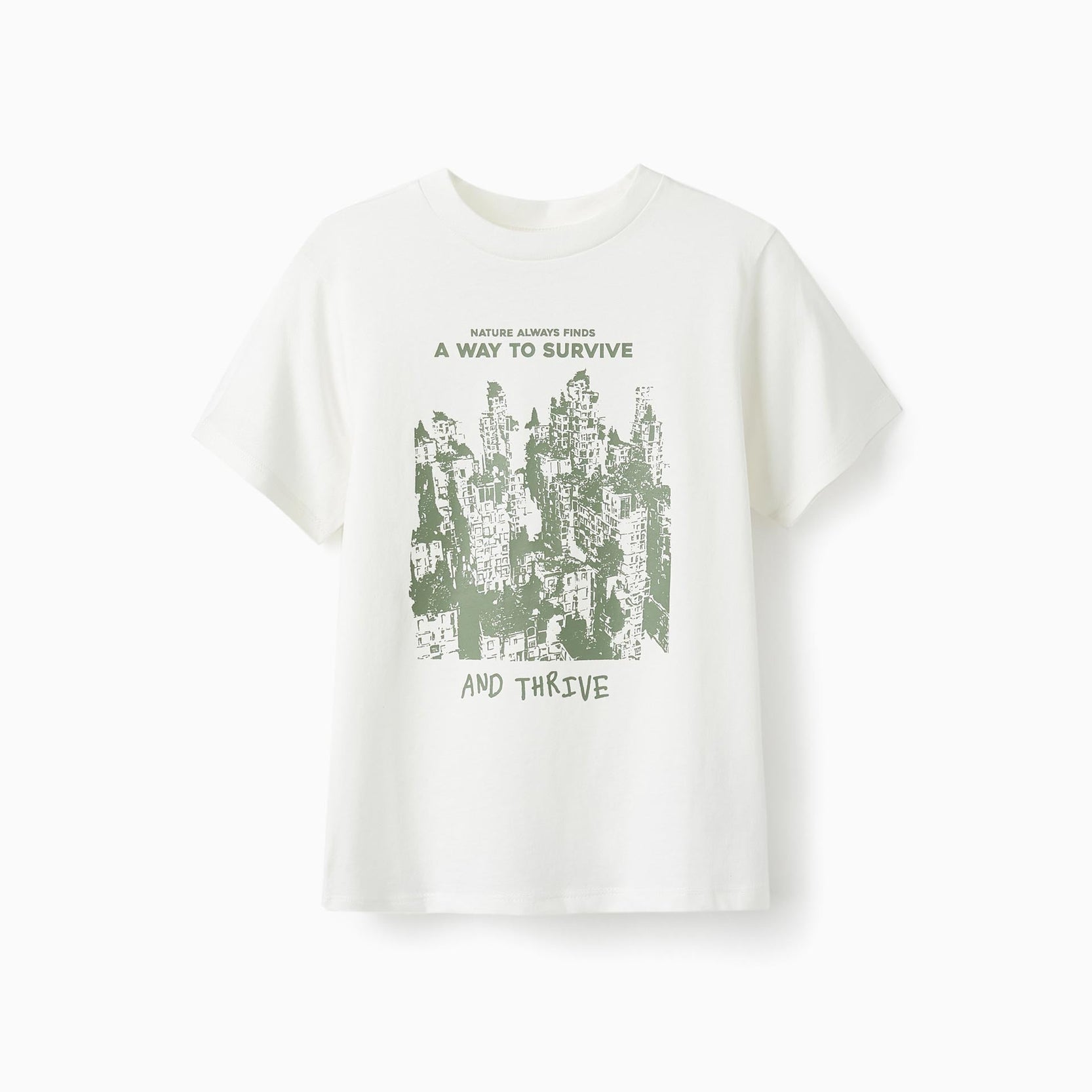 Cotton T-Shirt for Boys 'Nature Always Finds', White
