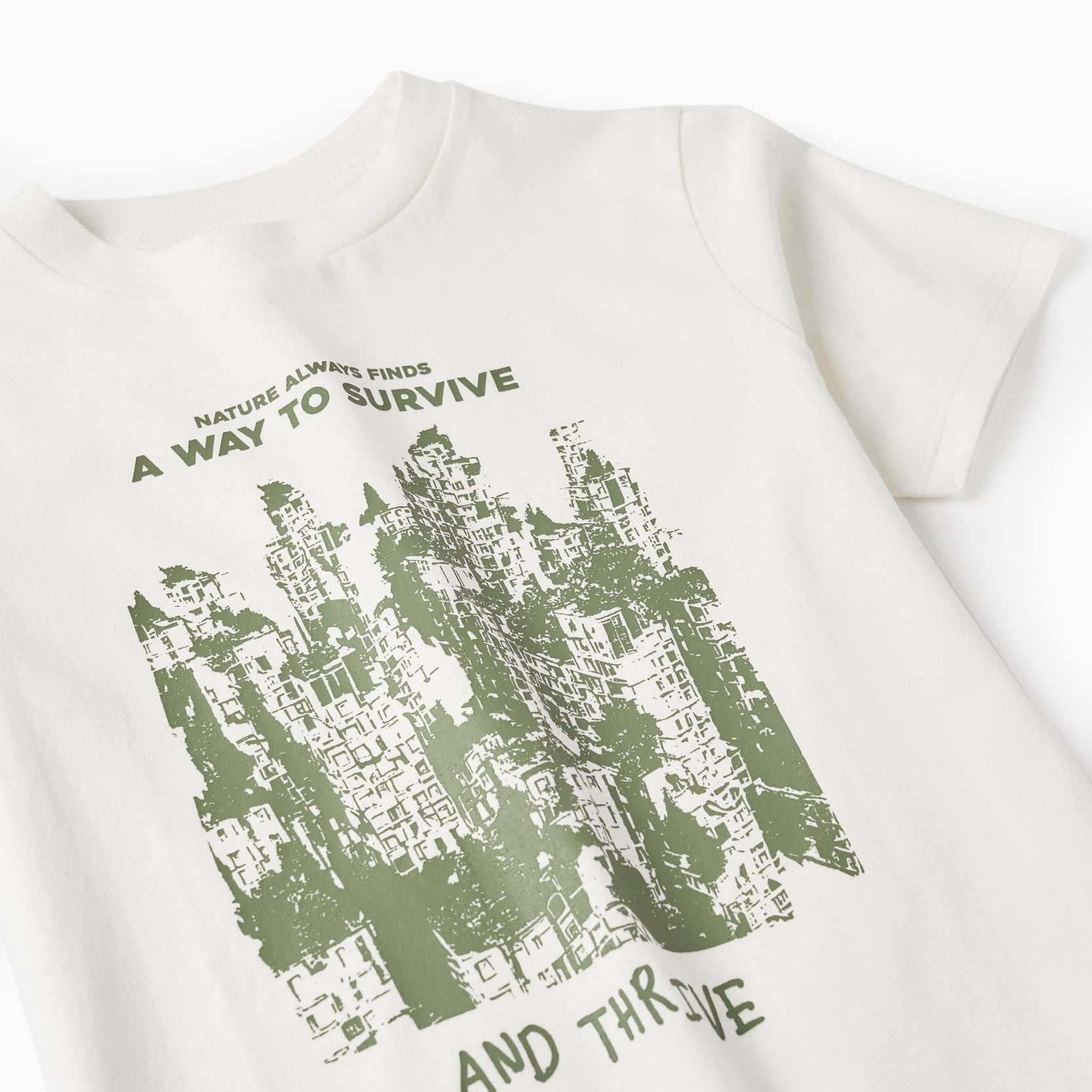 Cotton T-Shirt for Boys 'Nature Always Finds', White