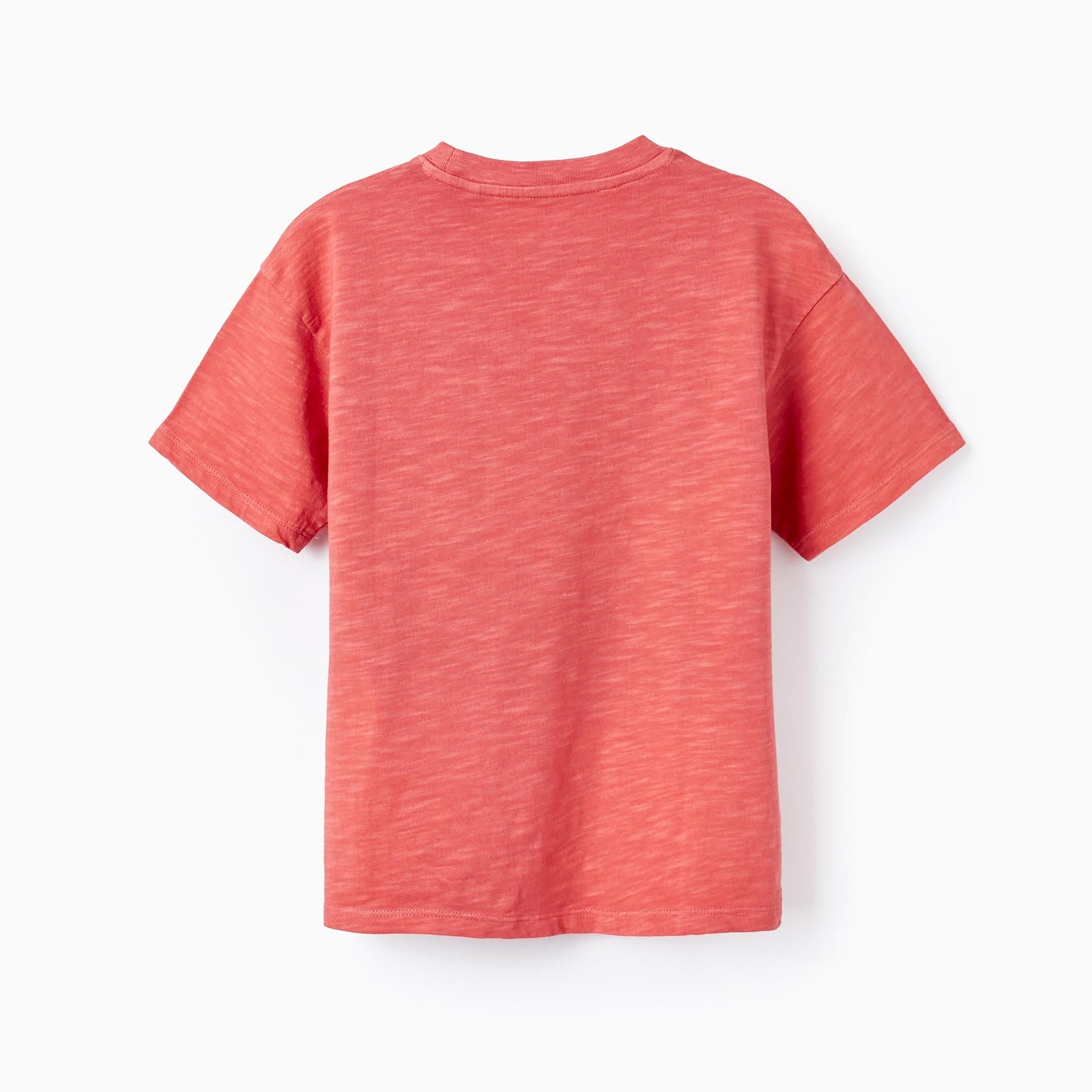 Cotton Jersey T-shirt with Pocket for Boys, Dark Coral