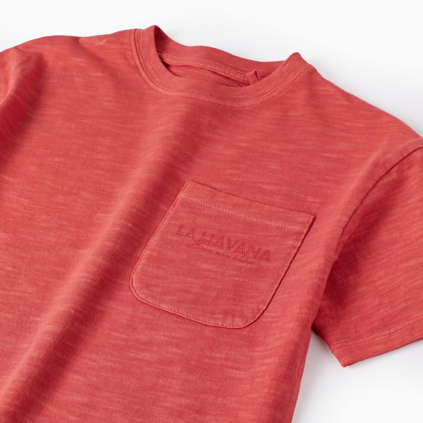 Cotton Jersey T-shirt with Pocket for Boys, Dark Coral