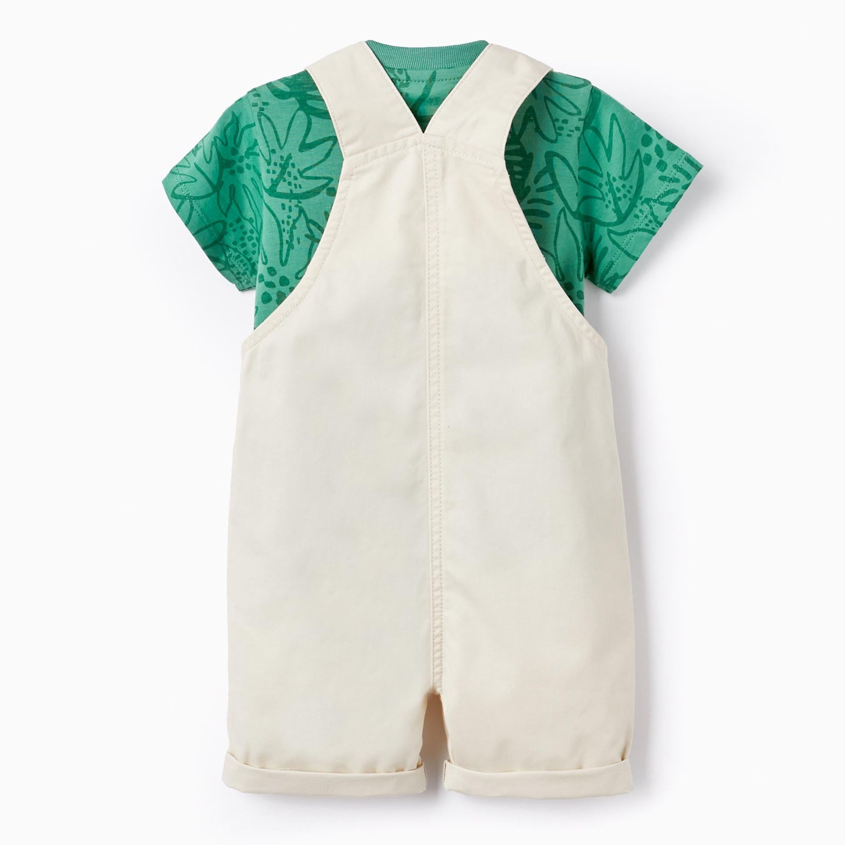 T-shirt + Dungarees for Baby Boys, Green/Beige