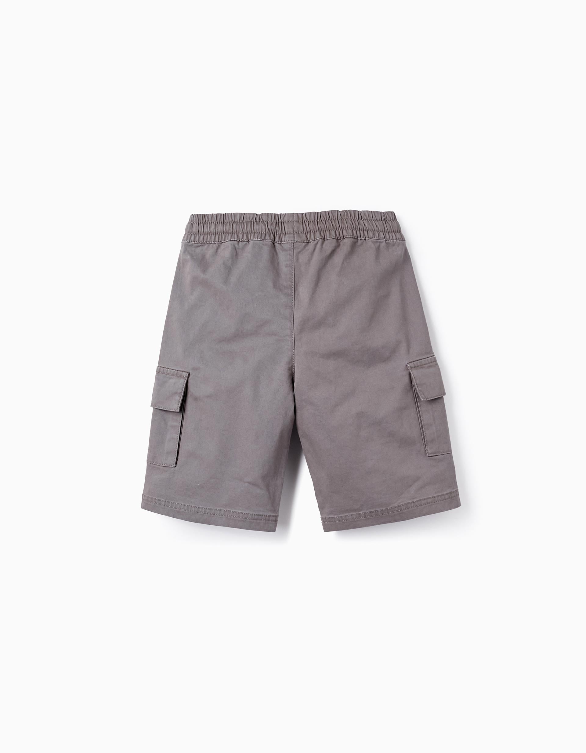 Cargo Cotton Shorts for Boys, Grey