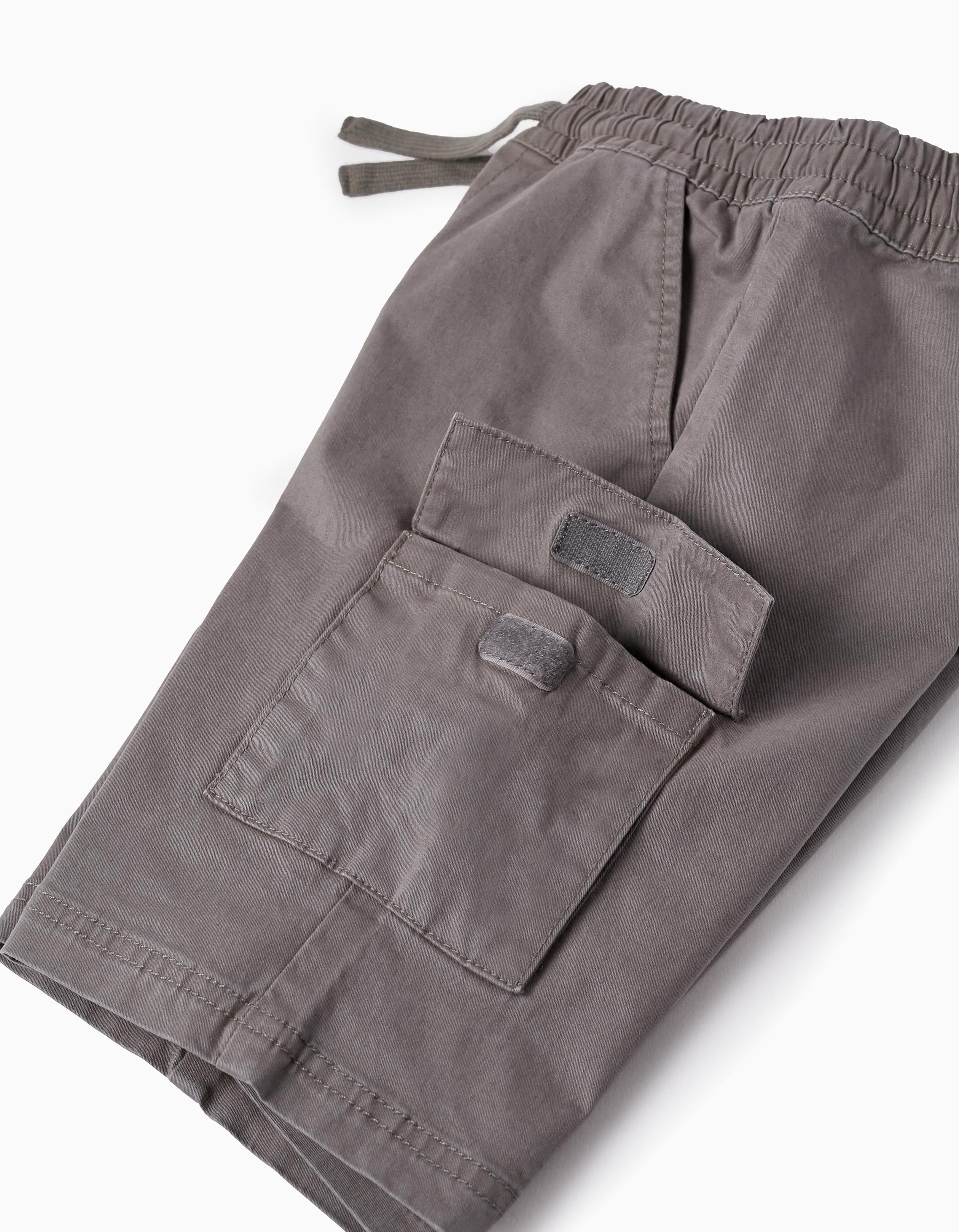 Cargo Cotton Shorts for Boys, Grey