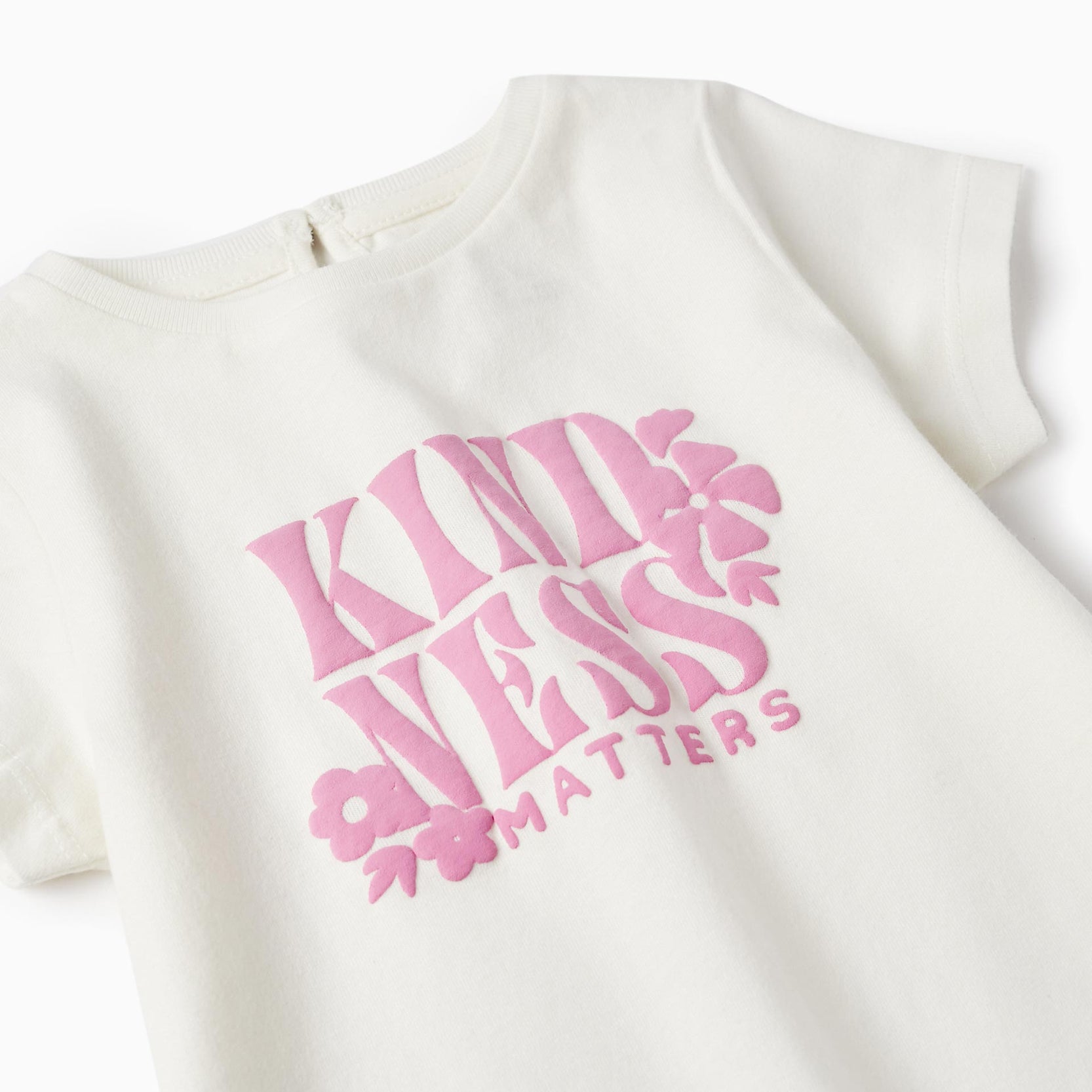Short Sleeve T-Shirt for Baby Girls 'Kindness Matters', White/Pink