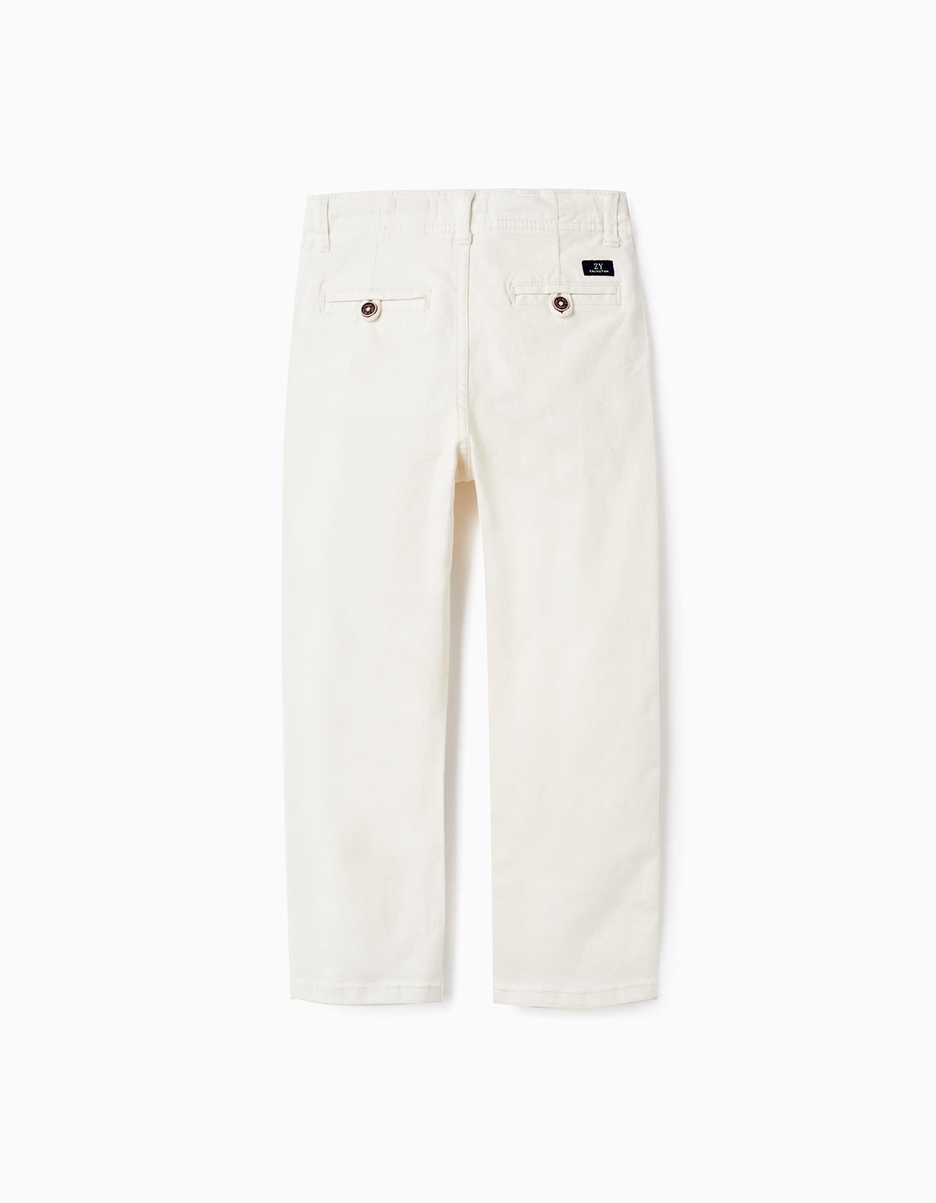 CHINO PANTS TWILL, WHITE, 3/4