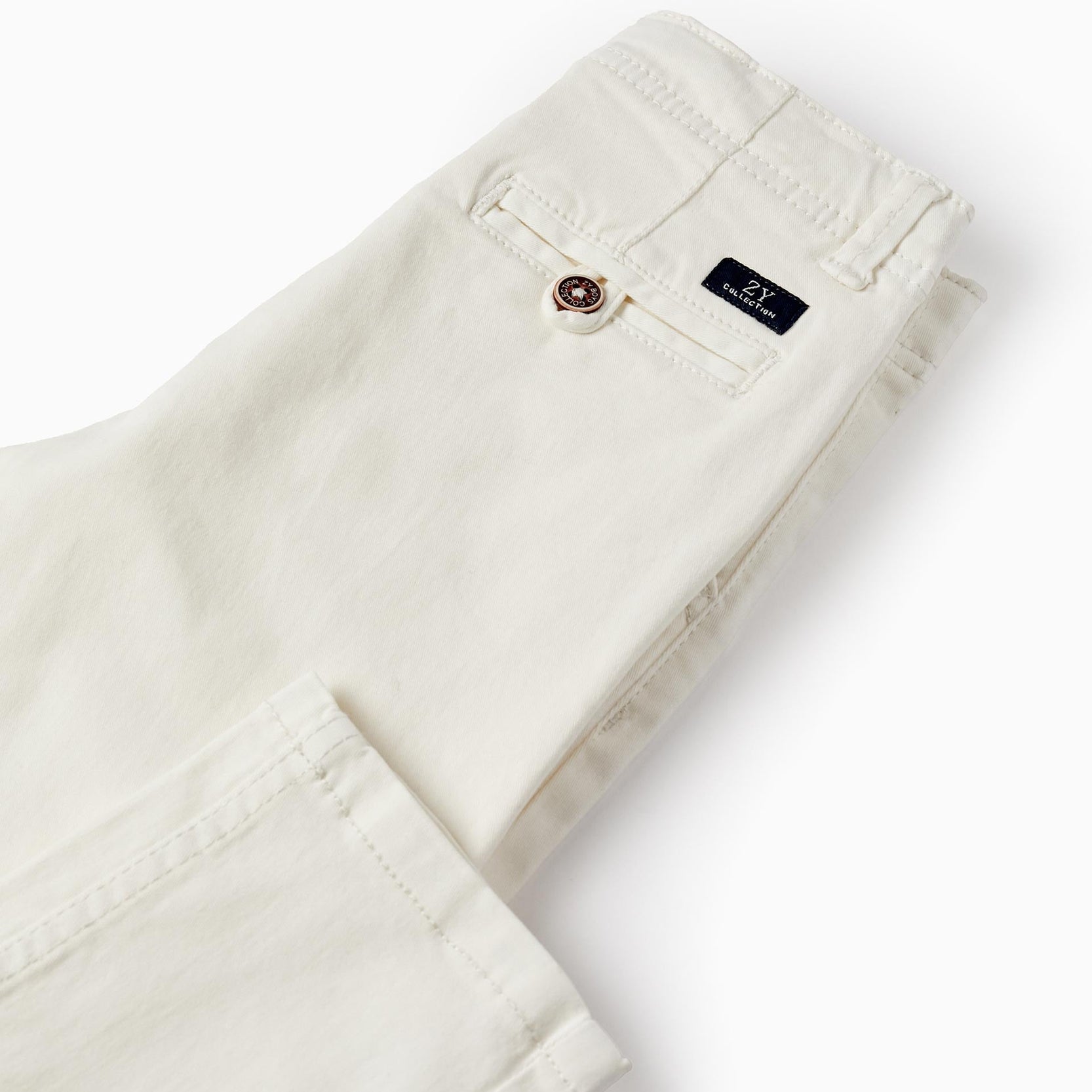 CHINO PANTS TWILL, WHITE, 3/4
