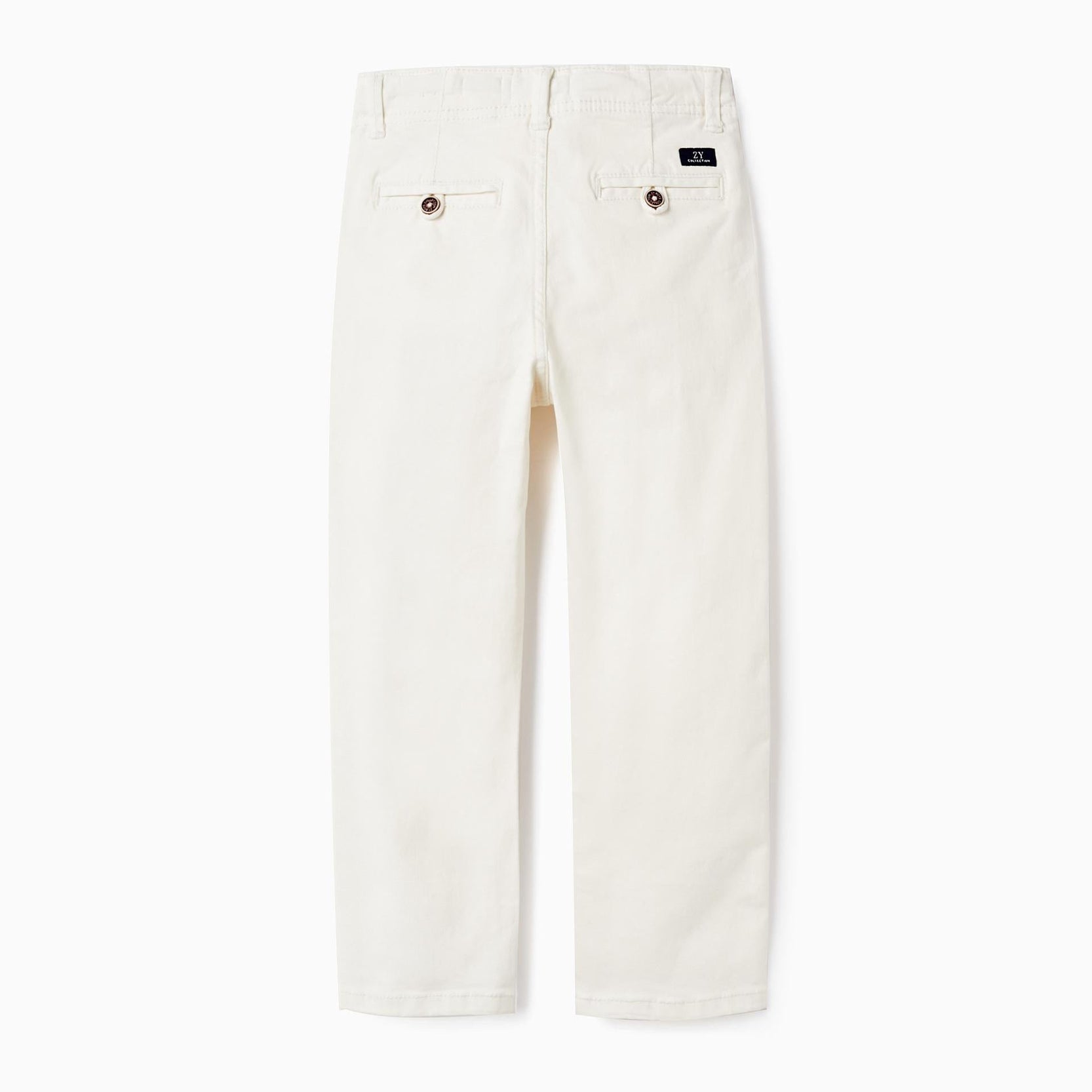 Cotton Twill Chino Trousers for Boys 'Slim Fit', White