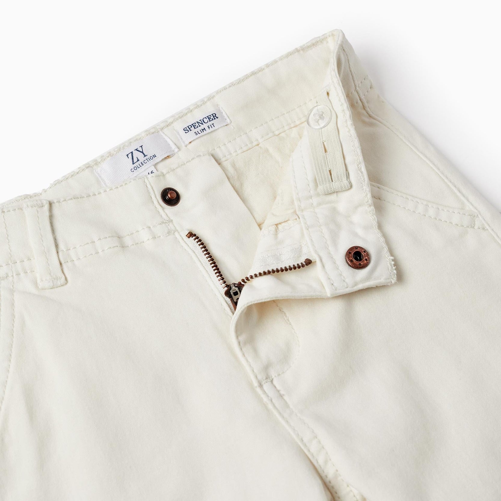 Cotton Twill Chino Trousers for Boys 'Slim Fit', White