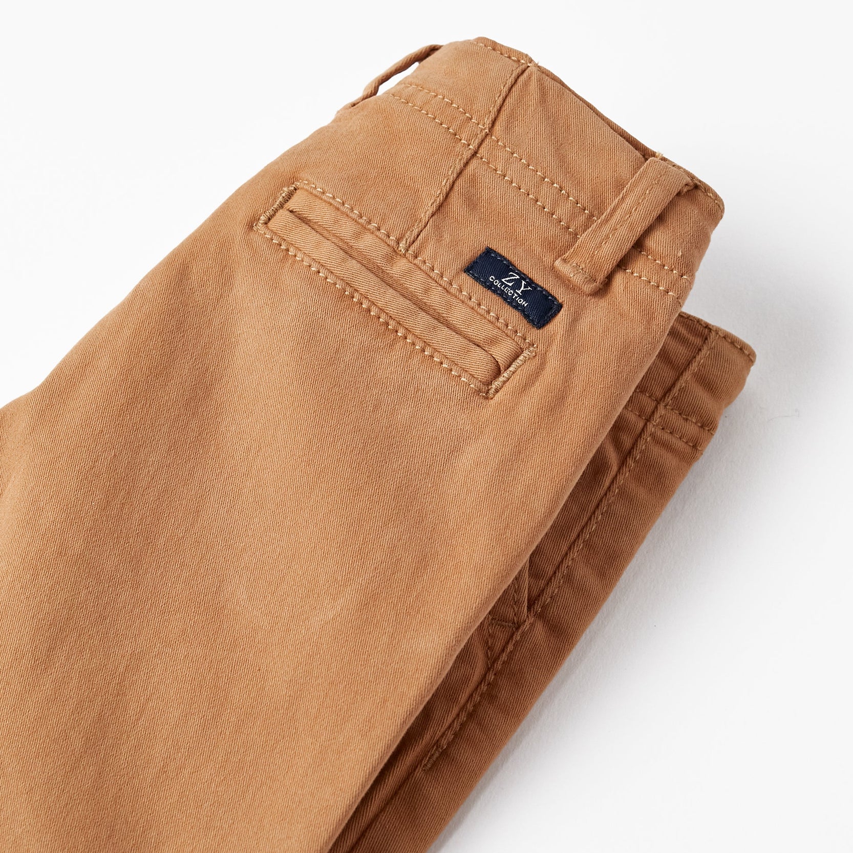 Twill Trousers with Suspenders for Baby Boys, Dark Beige