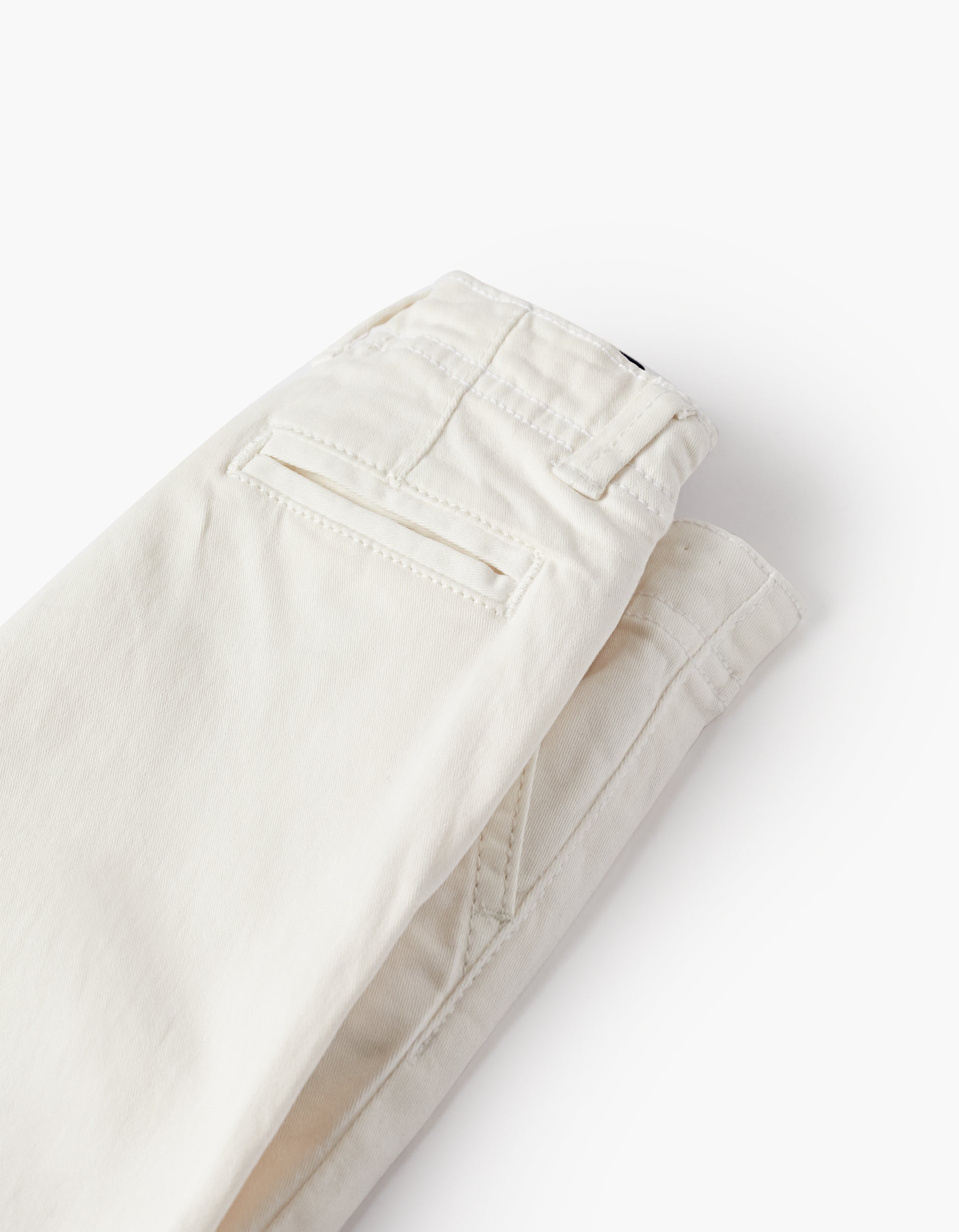 Twill Trousers with Suspenders for Baby Boys, White