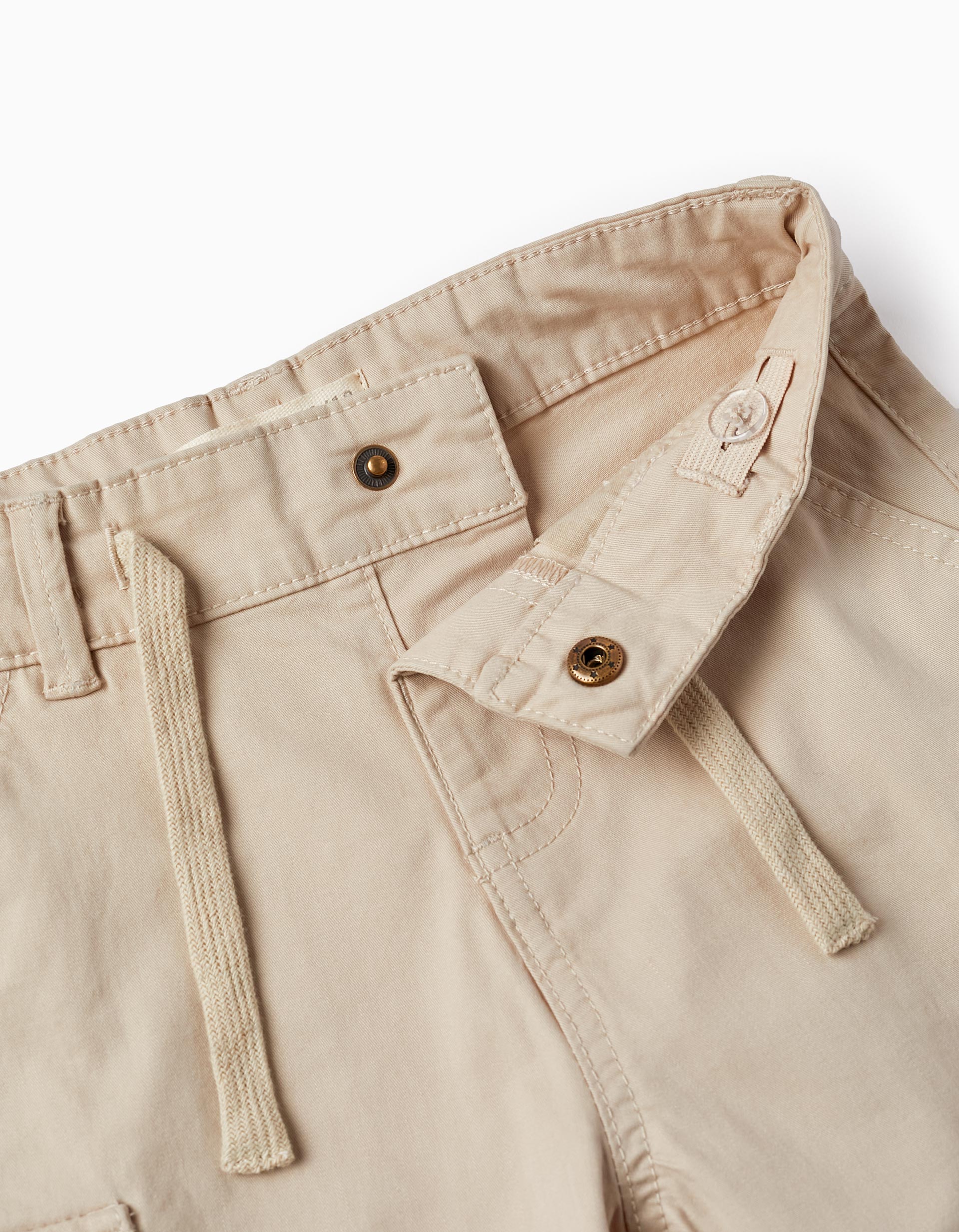 Cargo Cotton Shorts for Baby Boys, Beige