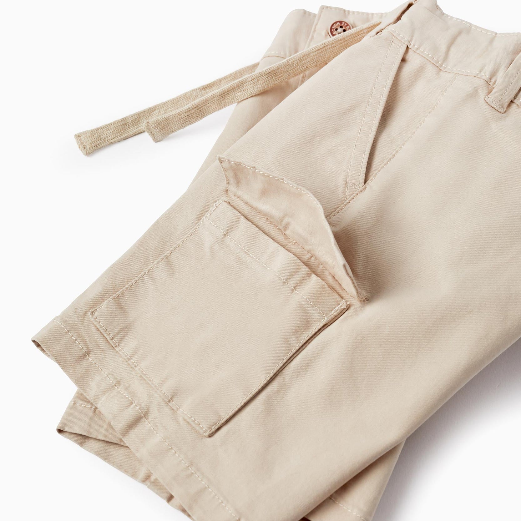 Cargo Cotton Shorts for Baby Boys, Beige