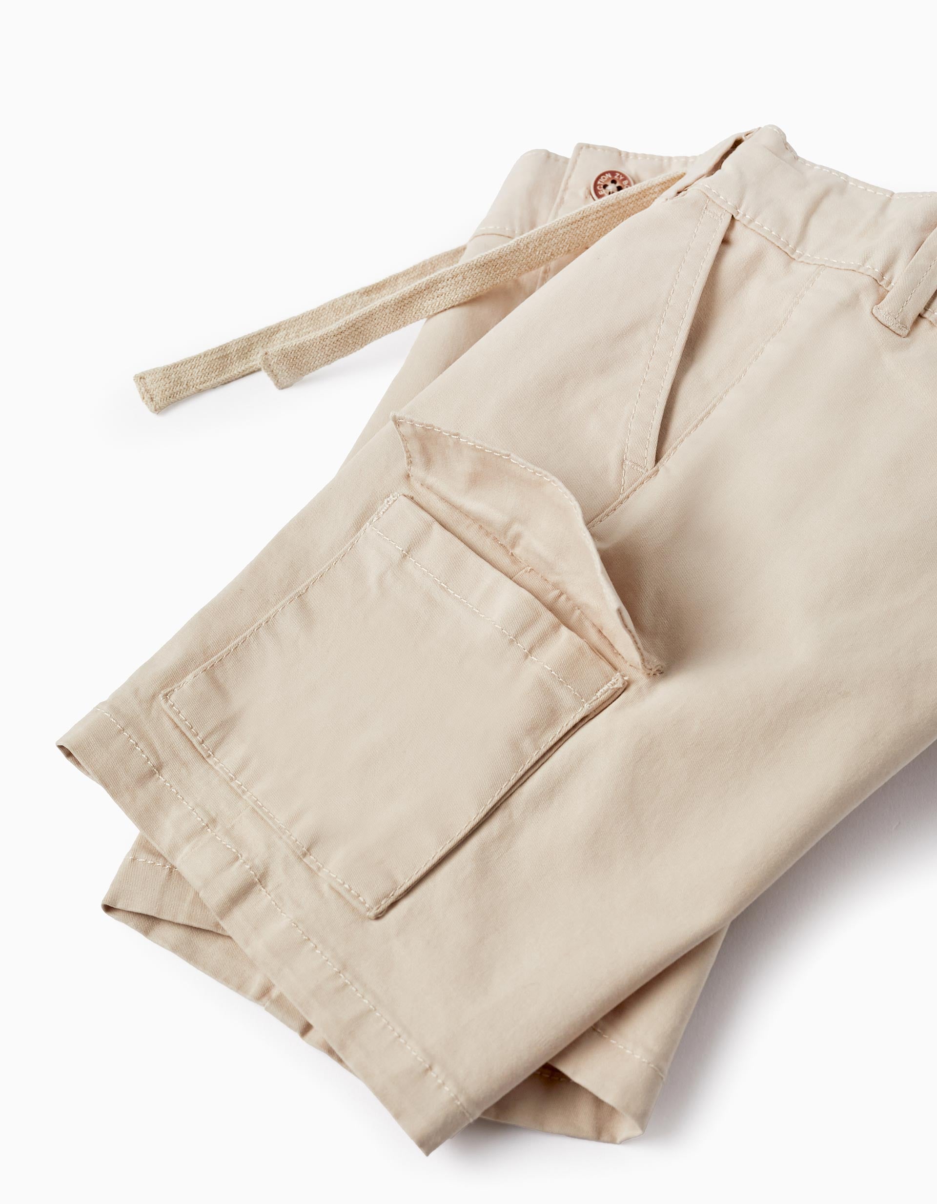 Cargo Cotton Shorts for Baby Boys, Beige