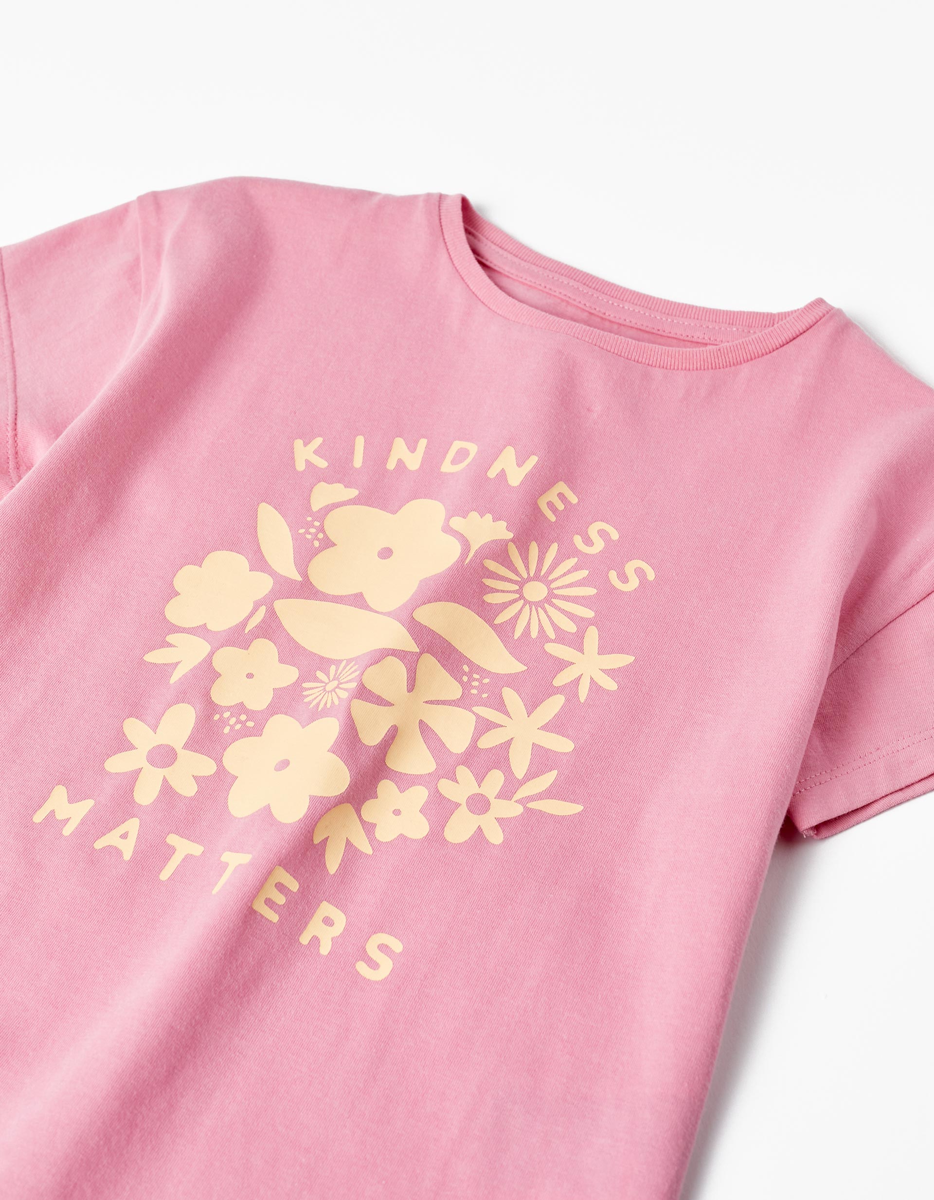 Short Sleeve T-Shirt for Girls 'Kindness Matters', Pink