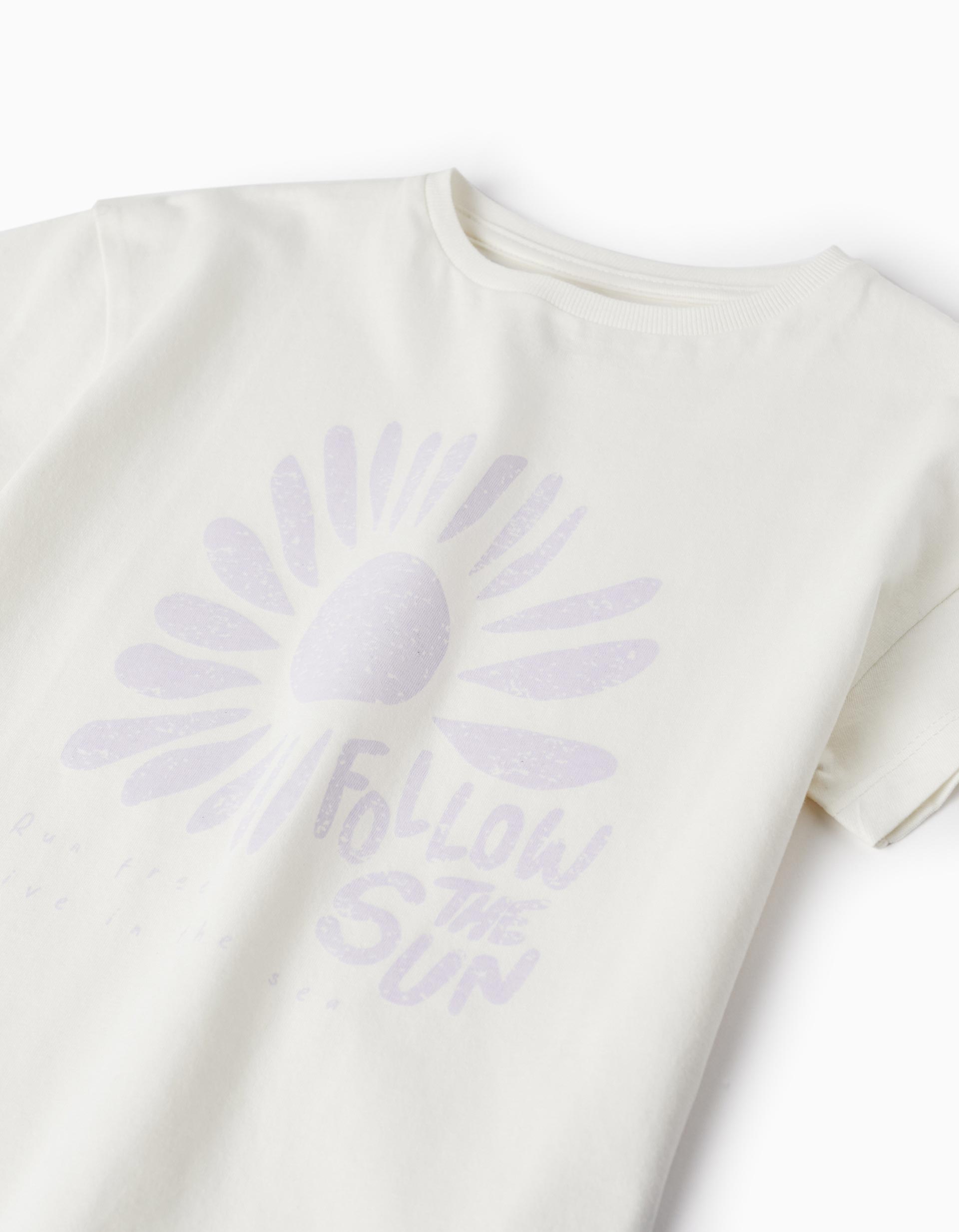 Short Sleeve T-Shirt for Girls 'Follow the Sun', White