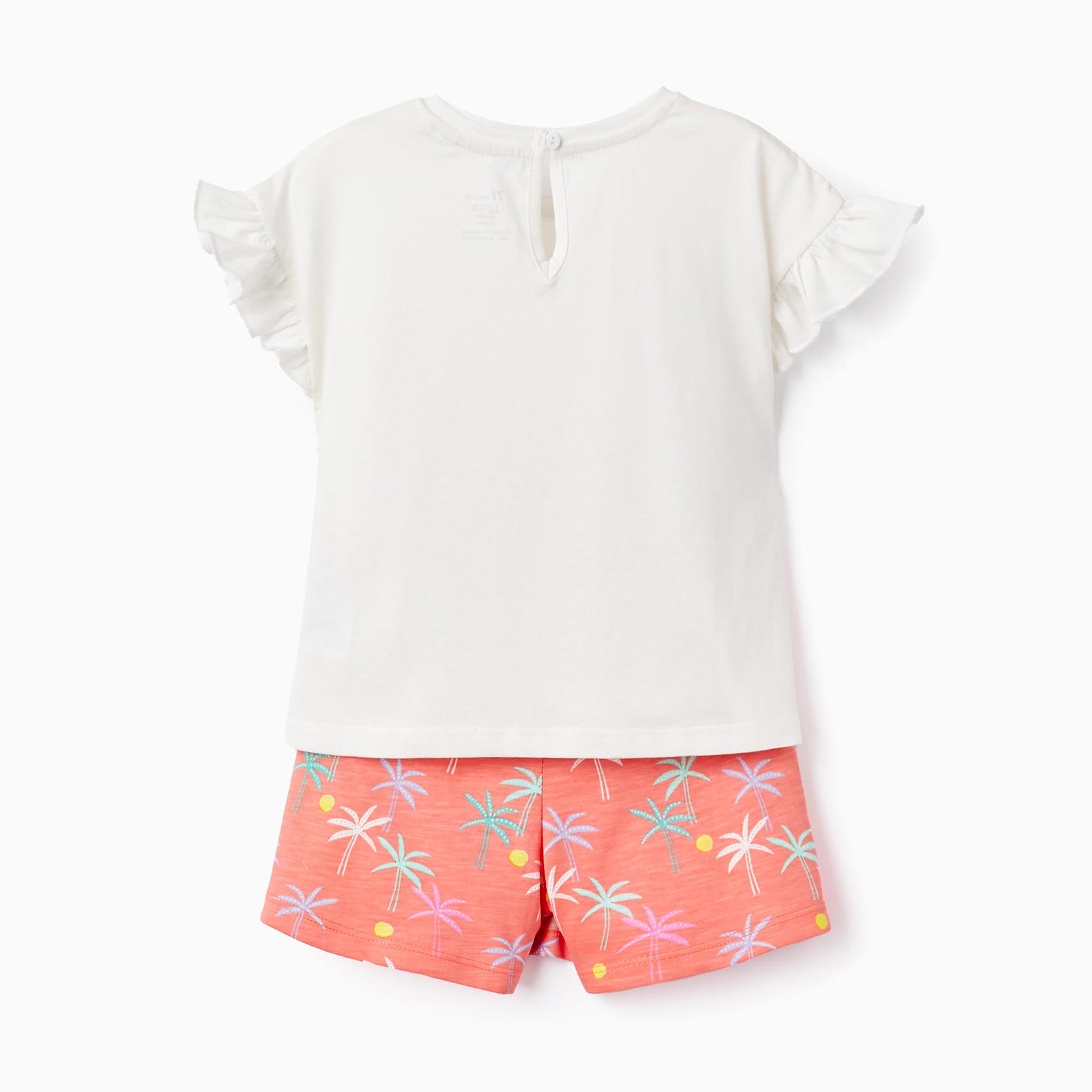 T-shirt + Skort for Baby Girls 'Palm Trees', White/Coral