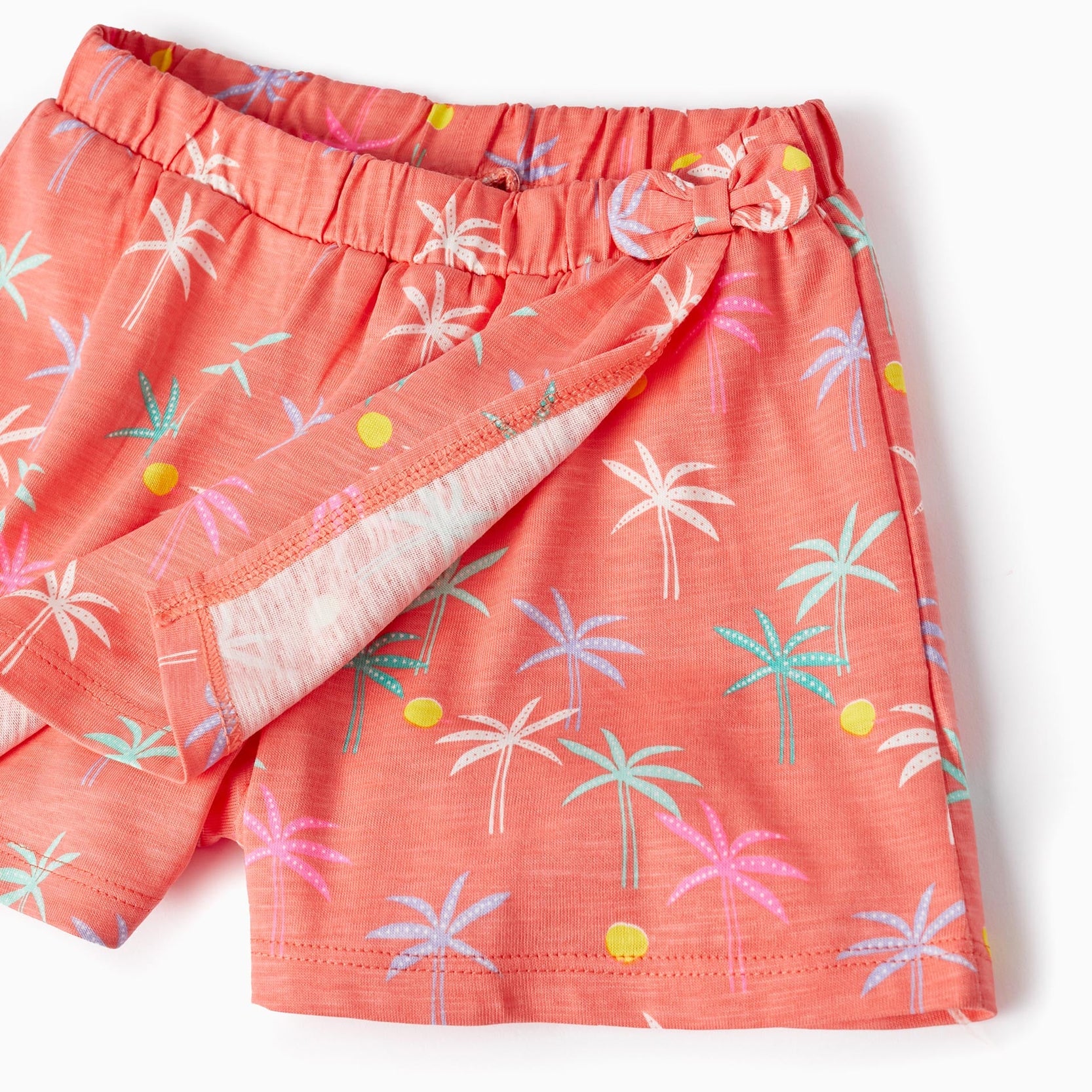 T-shirt + Skort for Baby Girls 'Palm Trees', White/Coral
