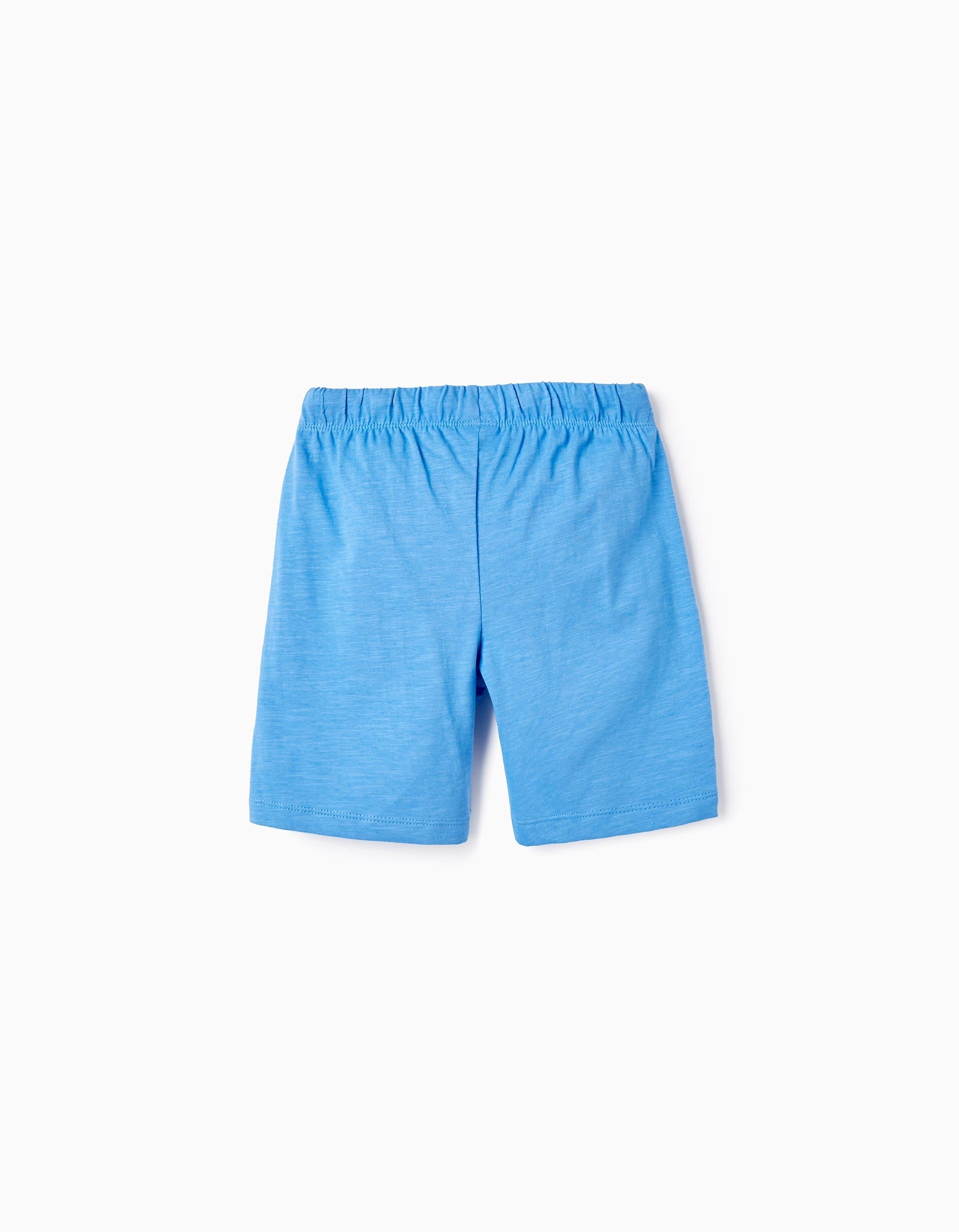 2 Cotton Jersey Shorts for Boys, Blue/Grey