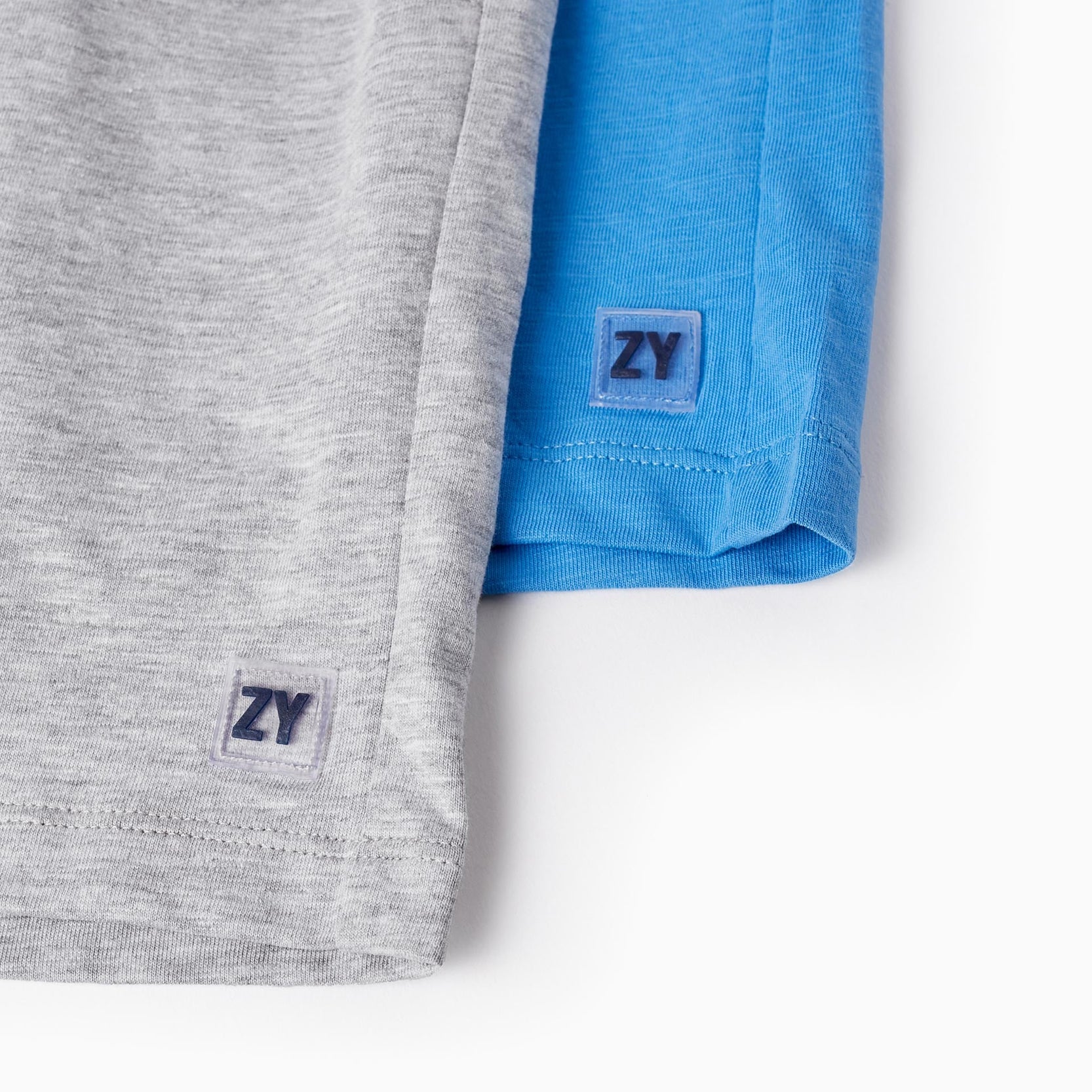2 Cotton Jersey Shorts for Boys, Blue/Grey