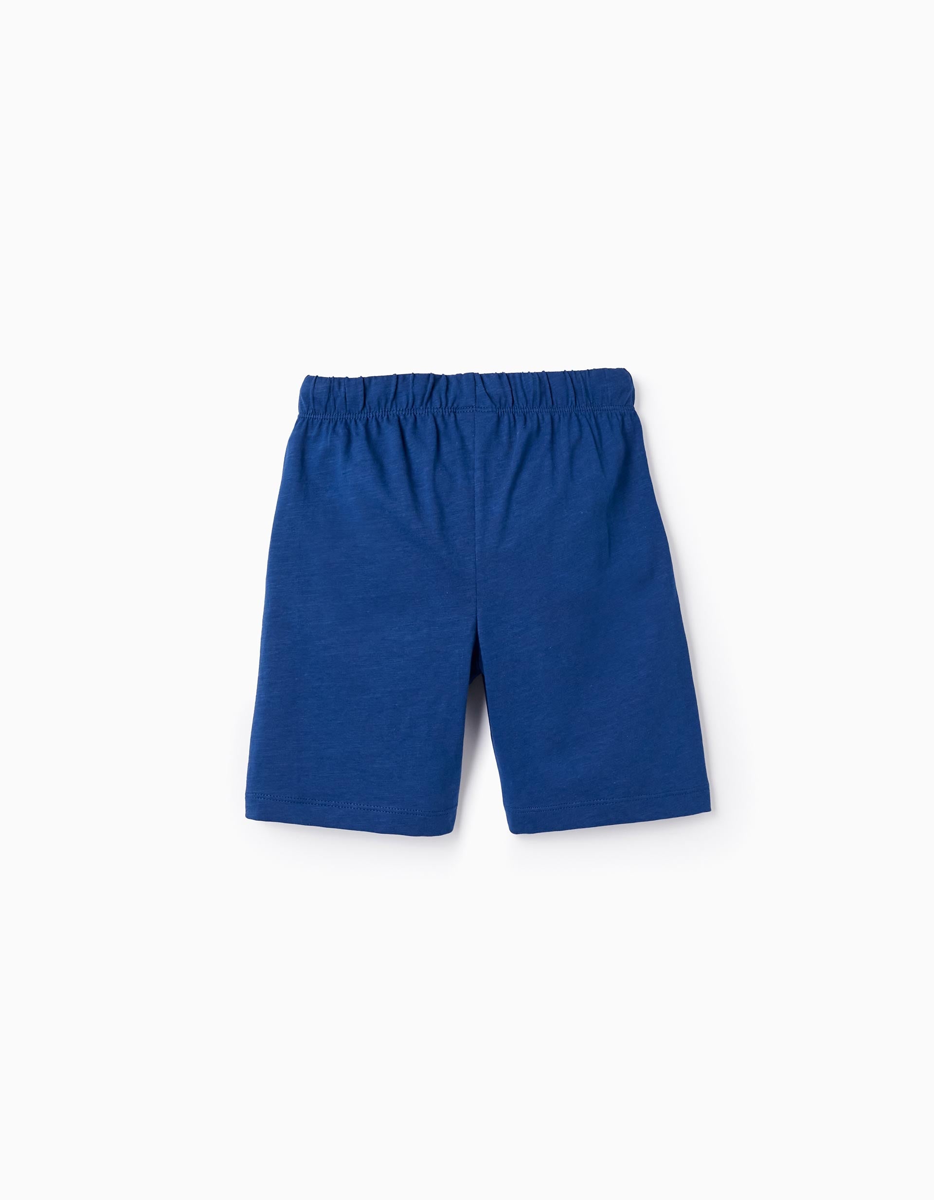 2 Cotton Jersey Shorts for Boys, Blue/Turquoise