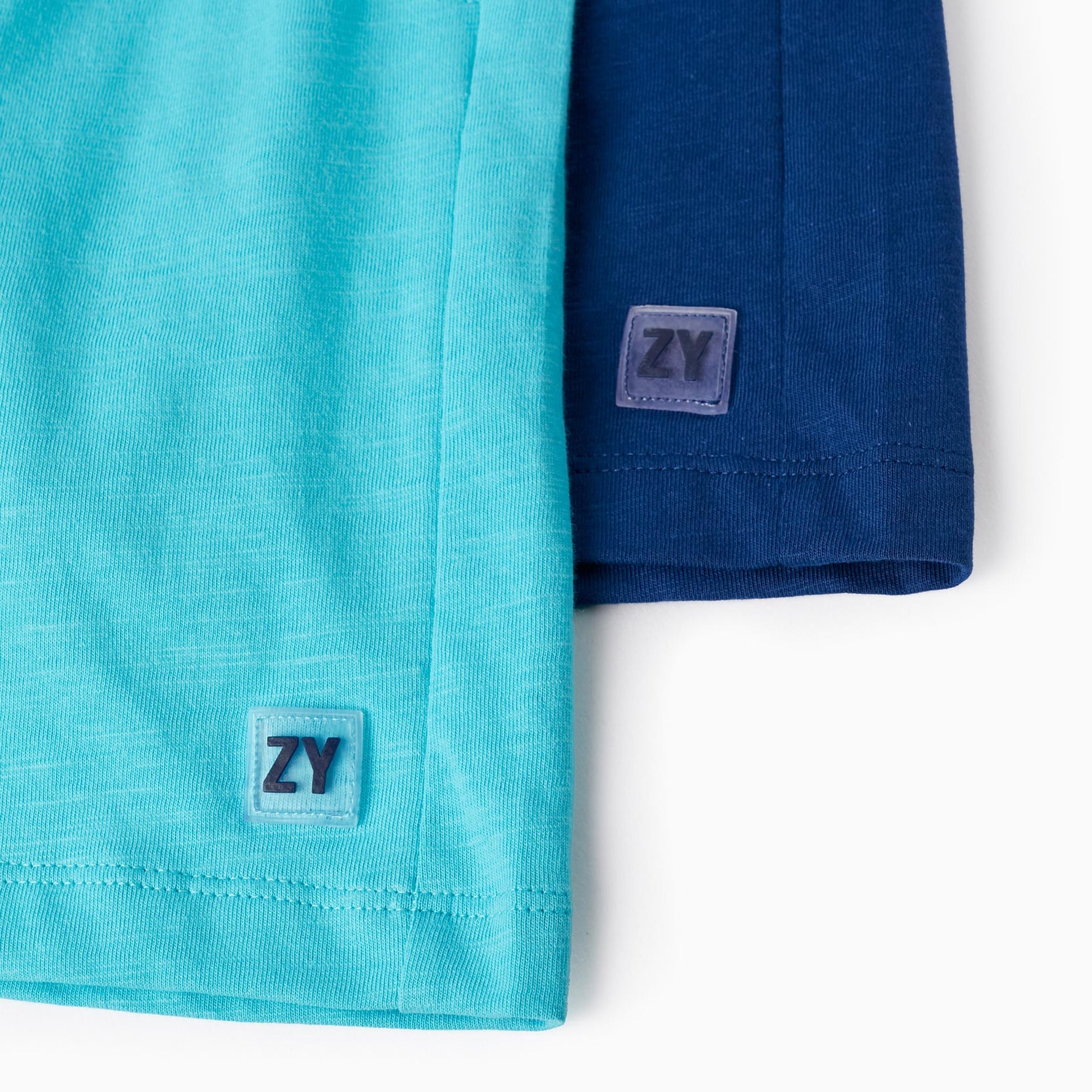 2 Cotton Jersey Shorts for Boys, Blue/Turquoise