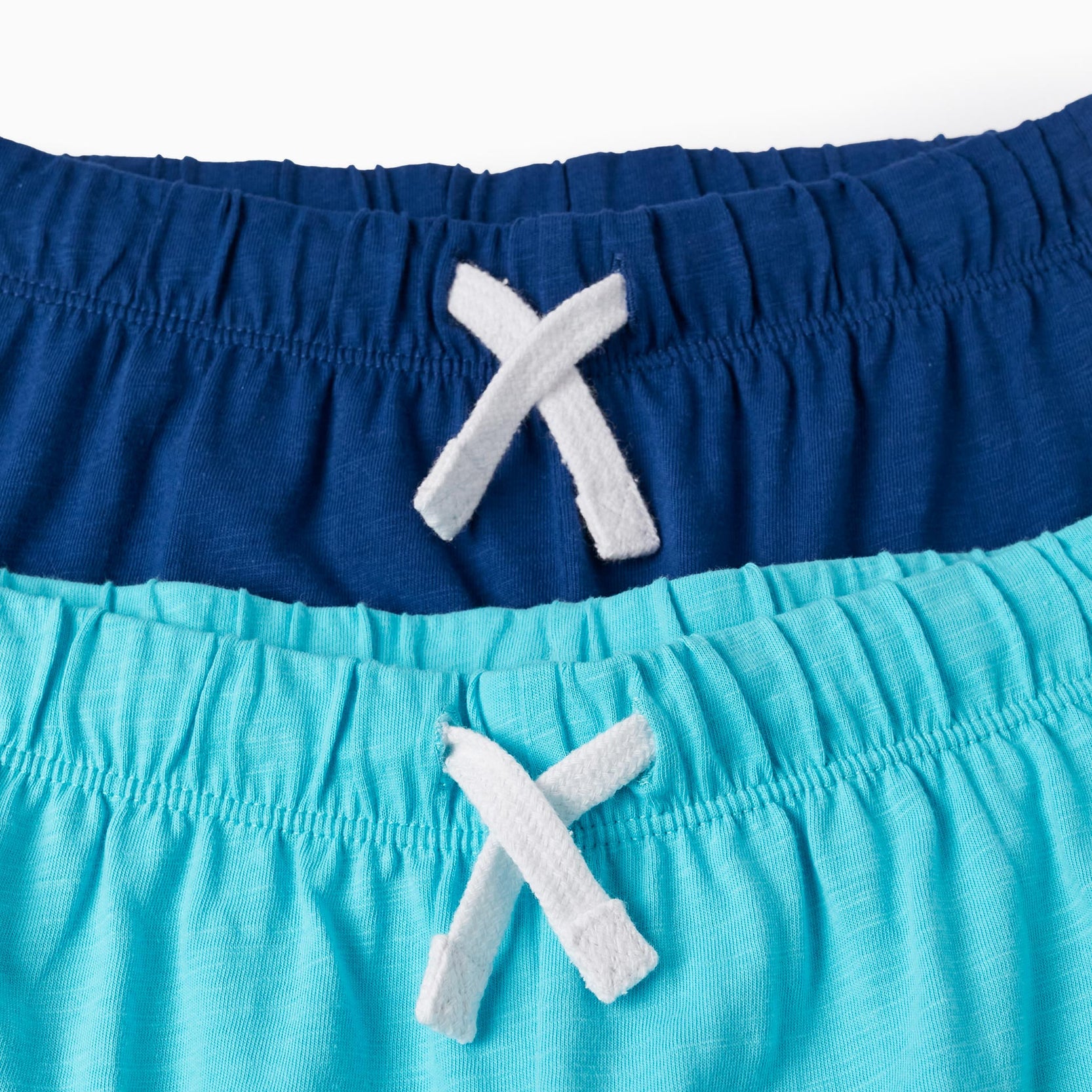2 Cotton Jersey Shorts for Boys, Blue/Turquoise