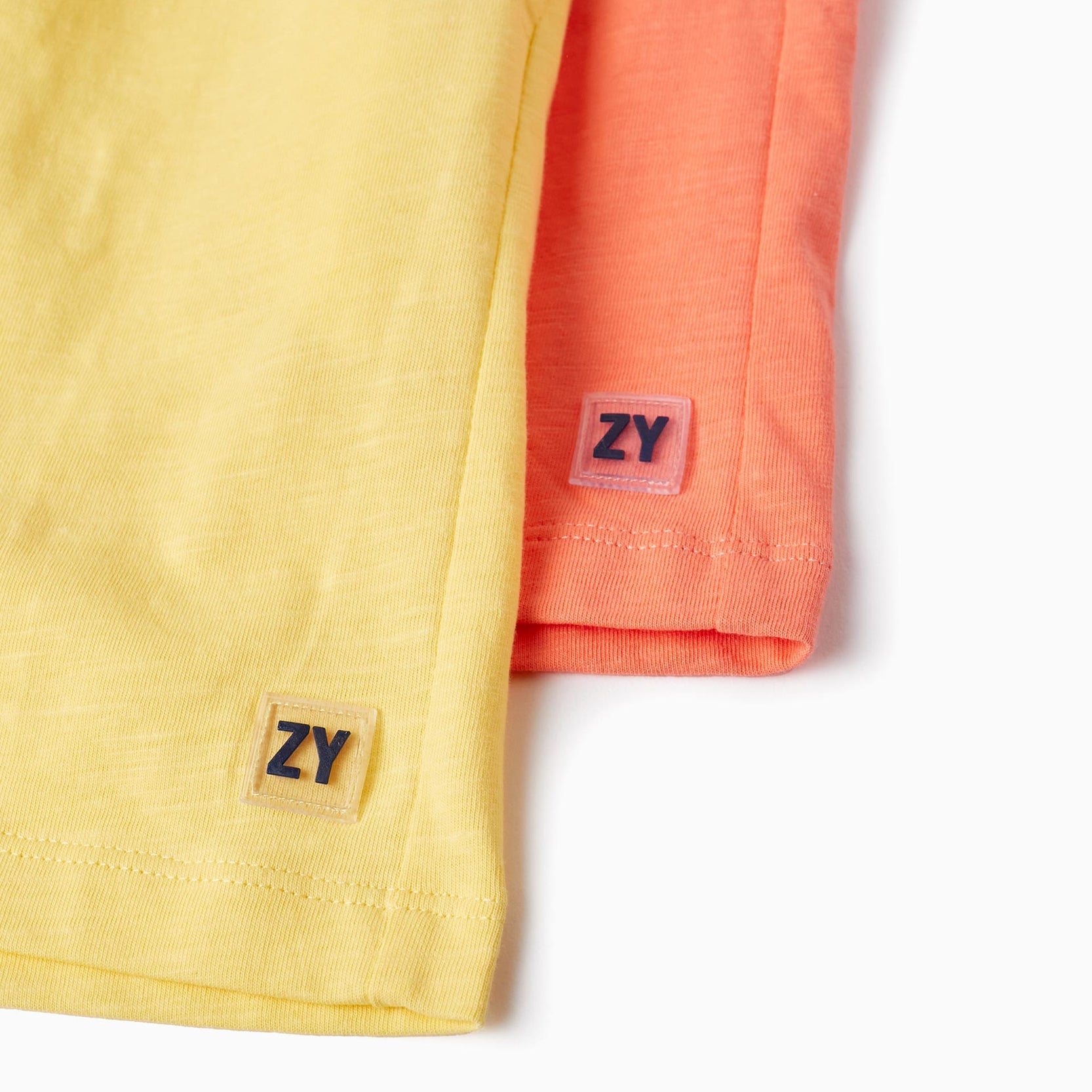 2 Cotton Jersey Shorts for Boys, Yellow/Coral
