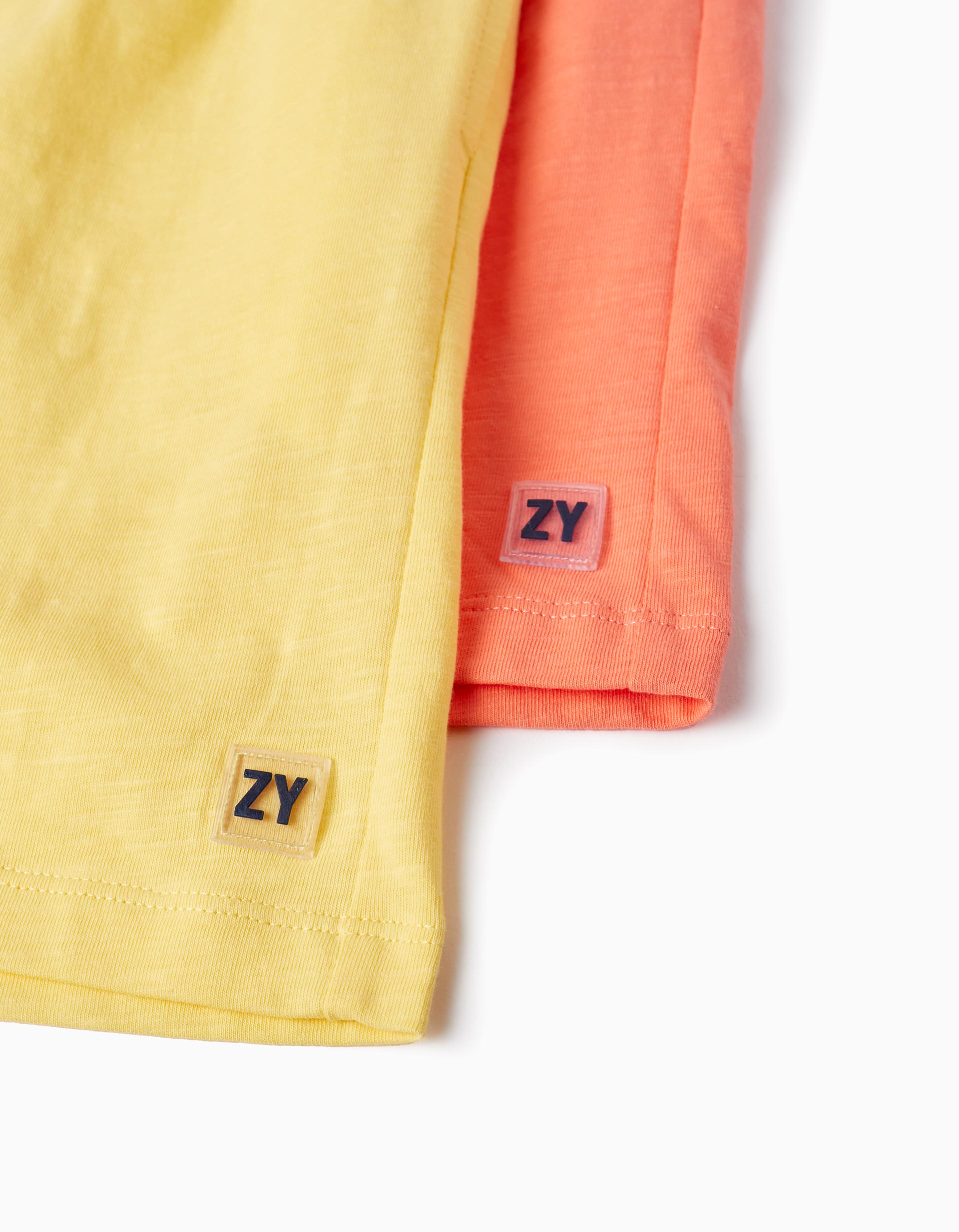 2 Cotton Jersey Shorts for Boys, Yellow/Coral