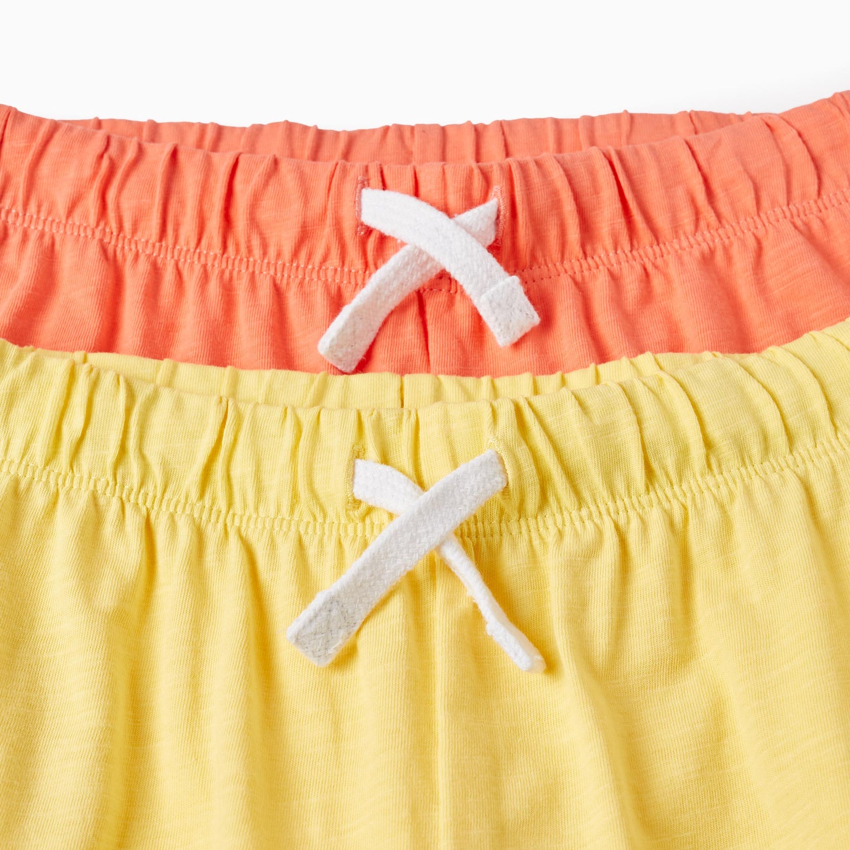 2 Cotton Jersey Shorts for Boys, Yellow/Coral