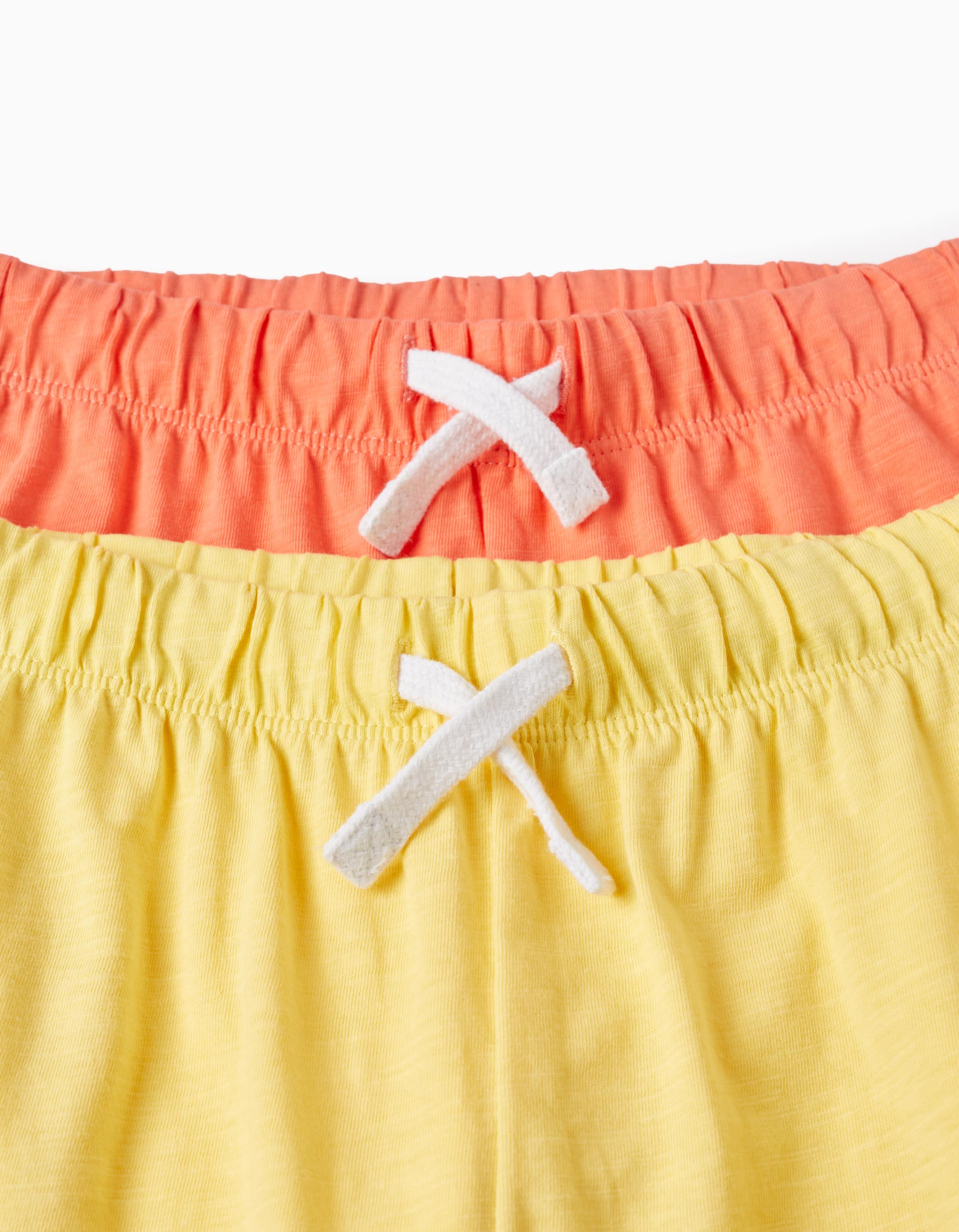 2 Cotton Jersey Shorts for Boys, Yellow/Coral